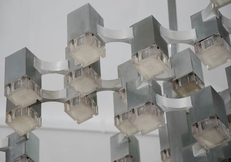 Brushed Cubic Sciolari Chandelier For Sale