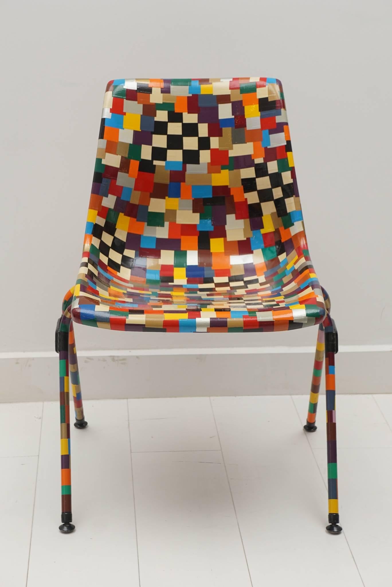 Modern Multi-Color Decoupage Chair For Sale