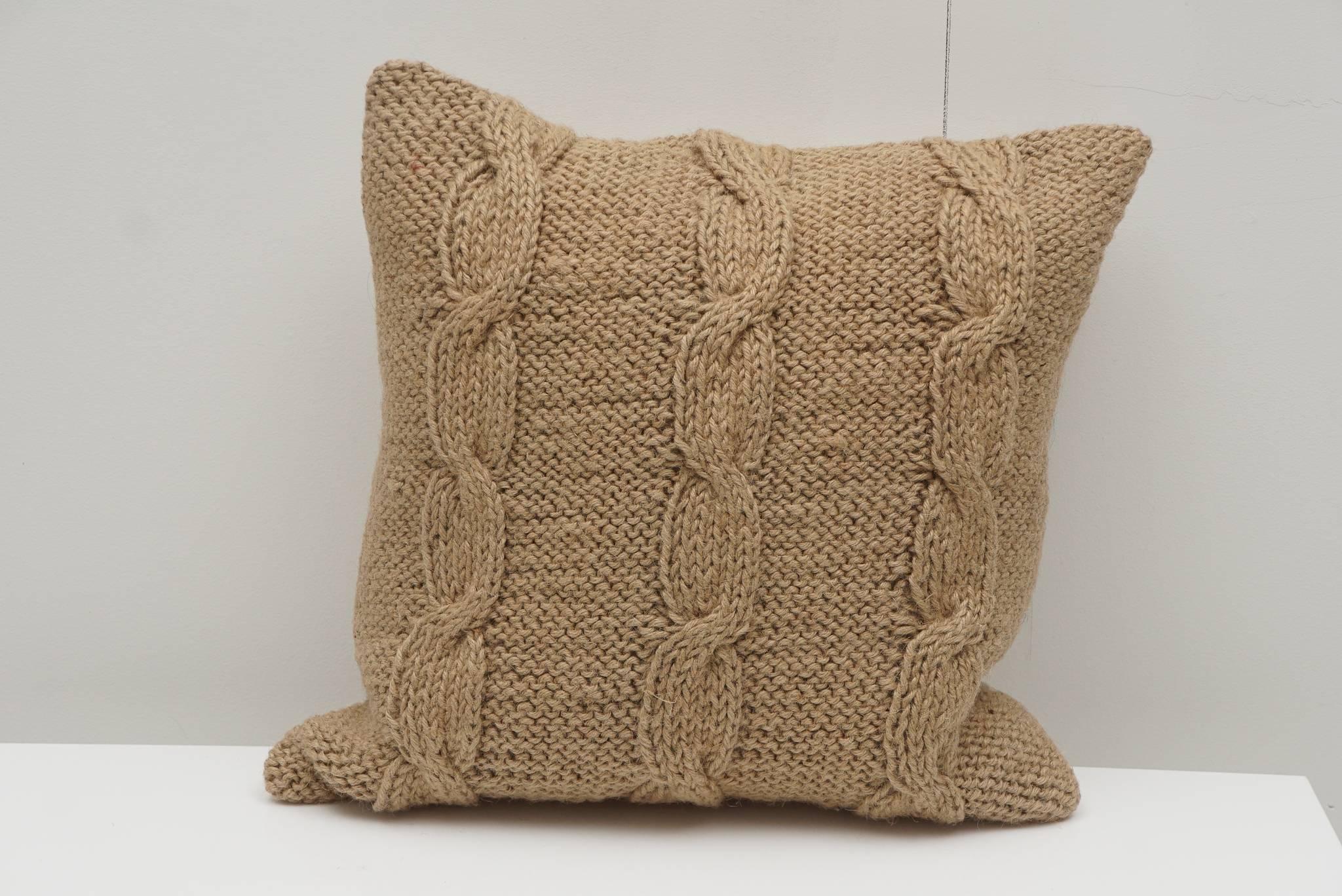 Mid-Century Modern Cable Knit Hemp Pillows For Sale