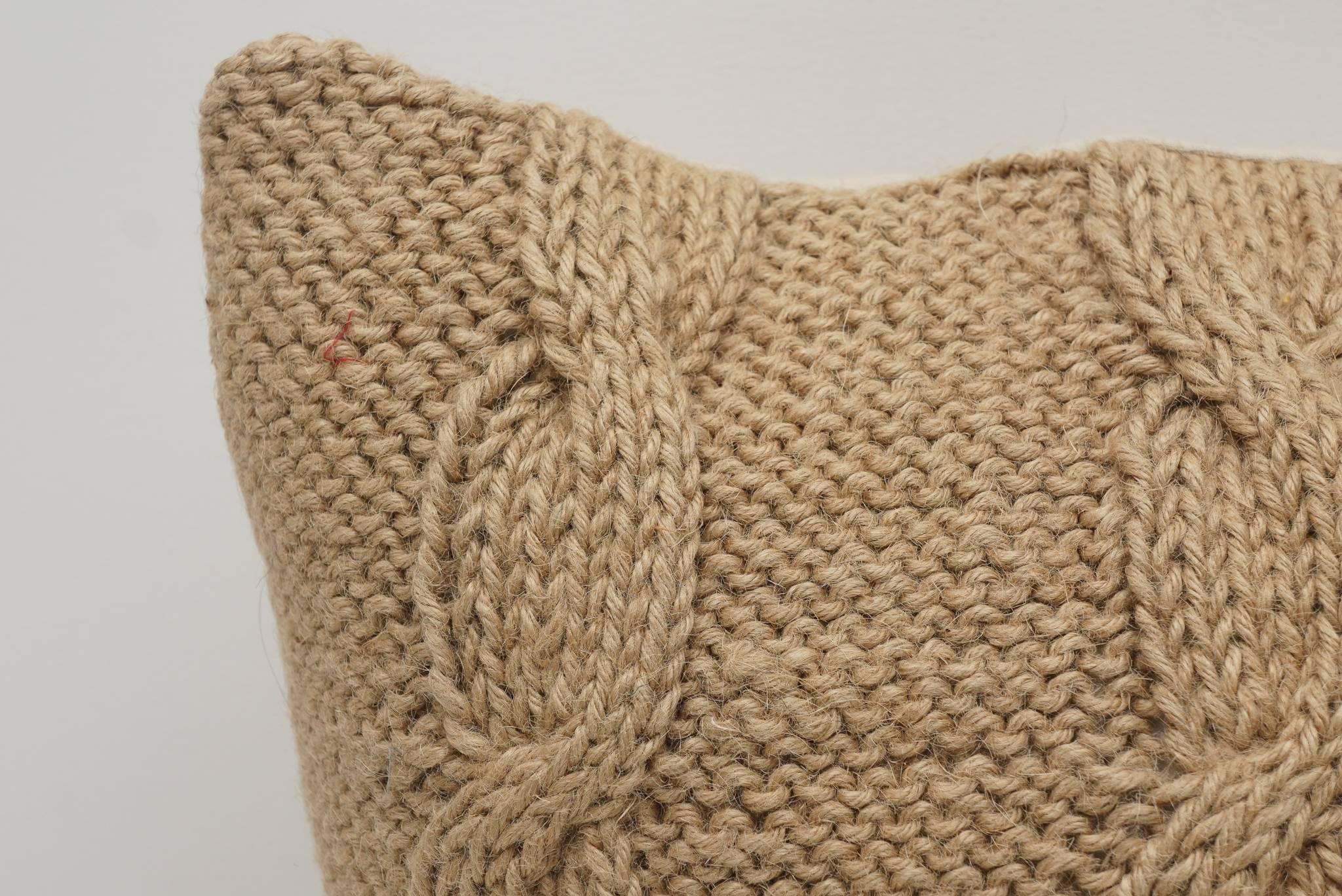 Cable Knit Hemp Pillows In Good Condition For Sale In Miami, FL