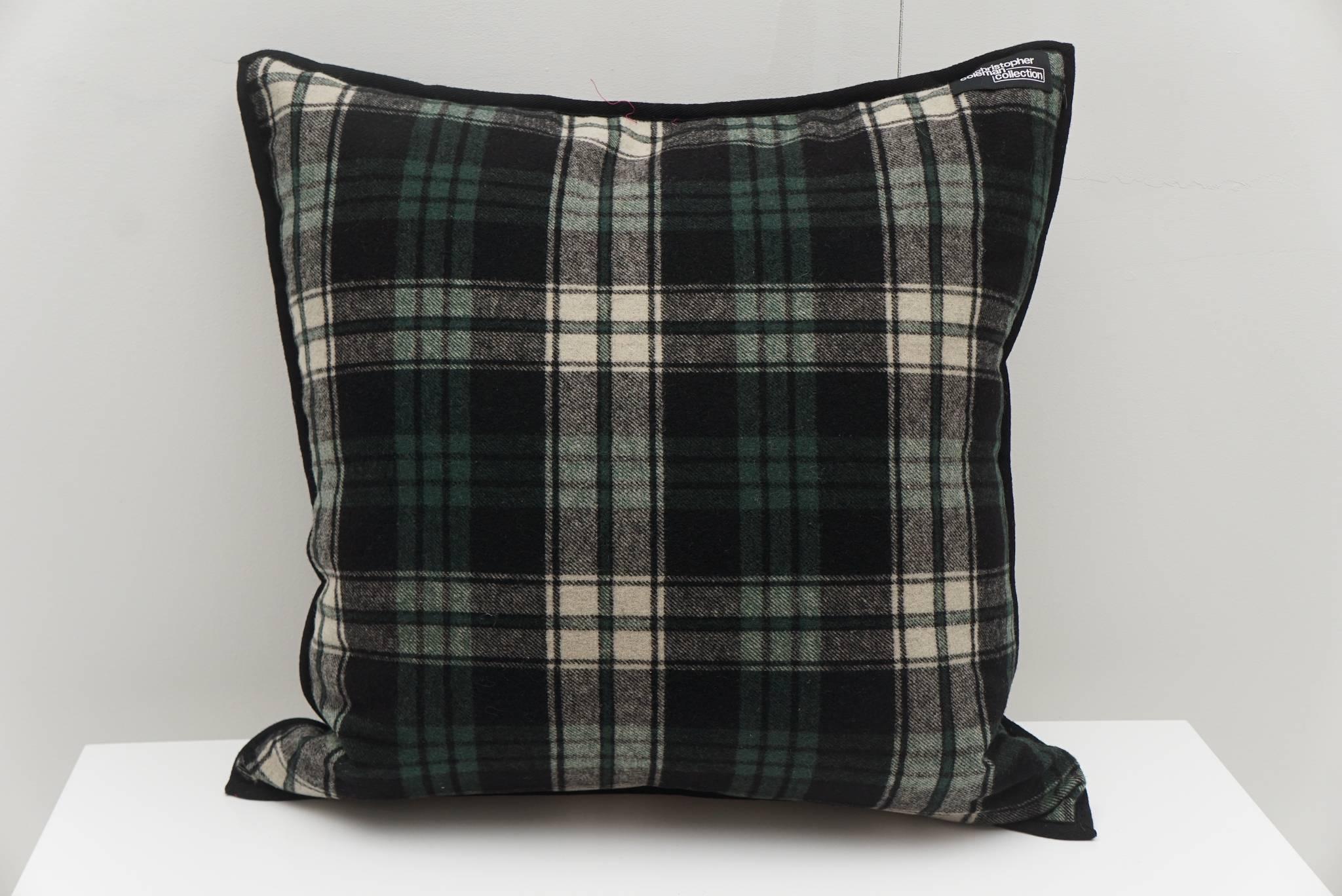 Modern Pair of Tartan Pattern Pillows For Sale