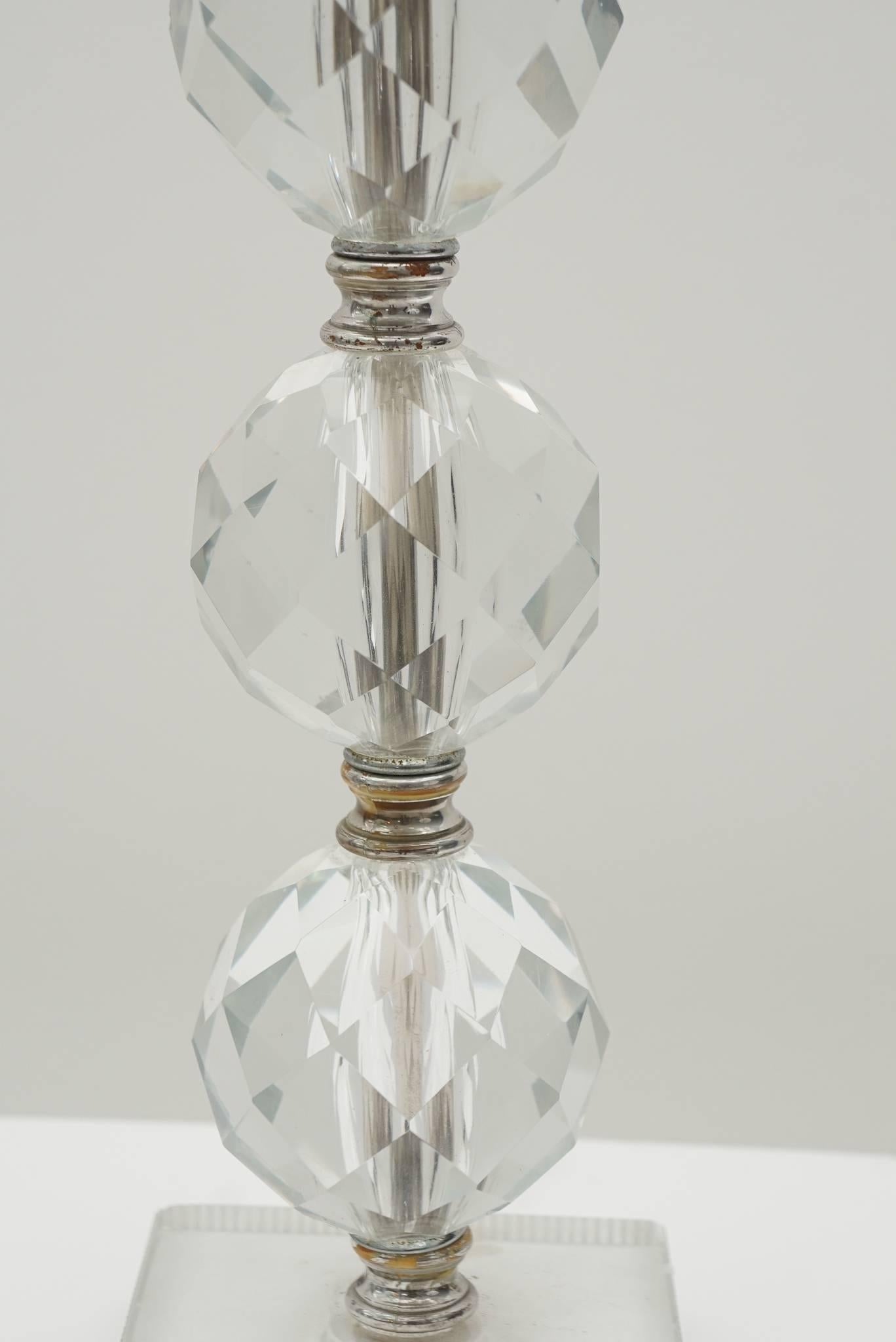American Crystal Spheres Table Lamp For Sale