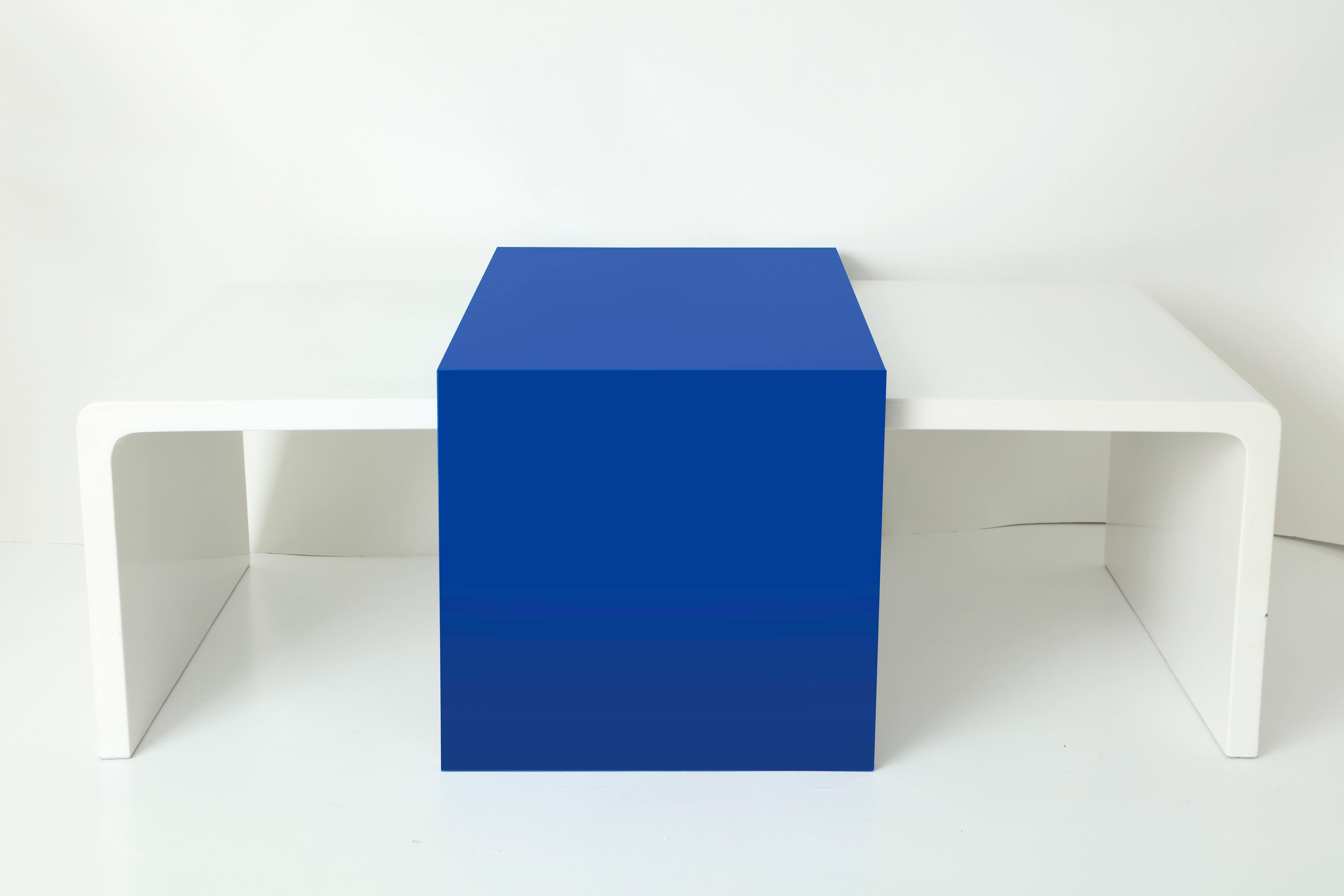 Modern Azul and White Acrylic Coffee Table