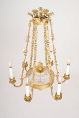 Empire Chandelier with cut glass and gilded cast brass frame
