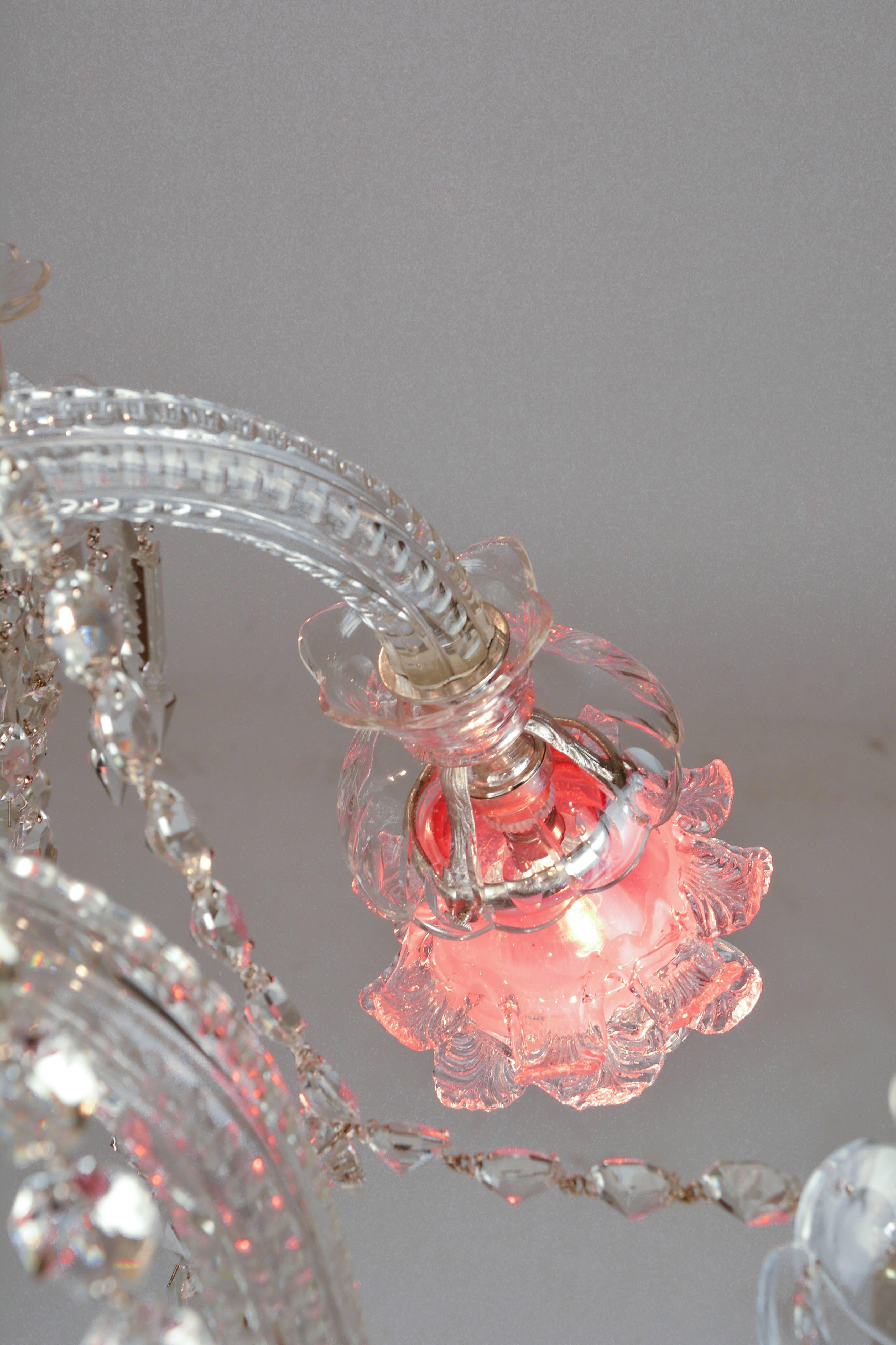 Art Deco Glass Arm Chandelier In Excellent Condition For Sale In Vienna, AT