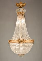 20th Century Lobmeyr Milano Style Pendant Lamp in gilt brass with crystal beads