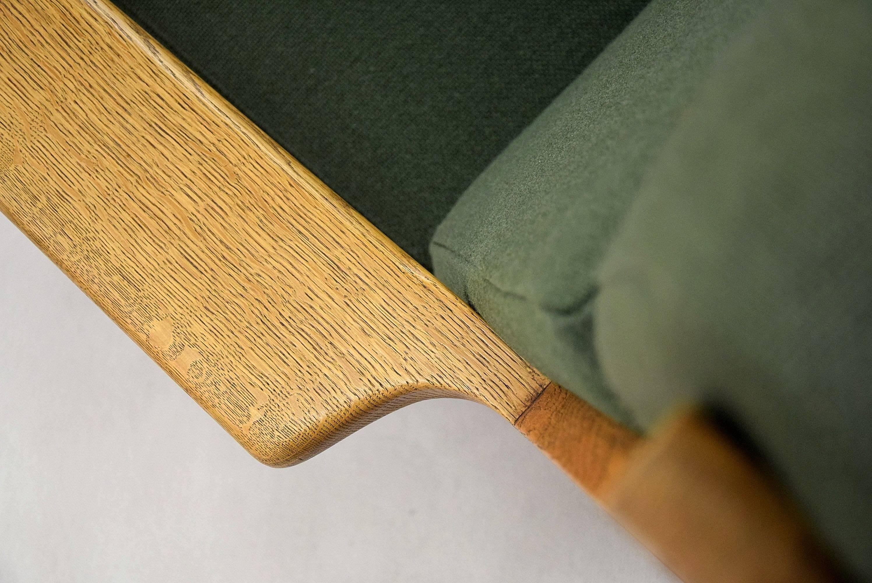 Oak Mid century Modern High Back Lounge Chair by Hans J. Wegner