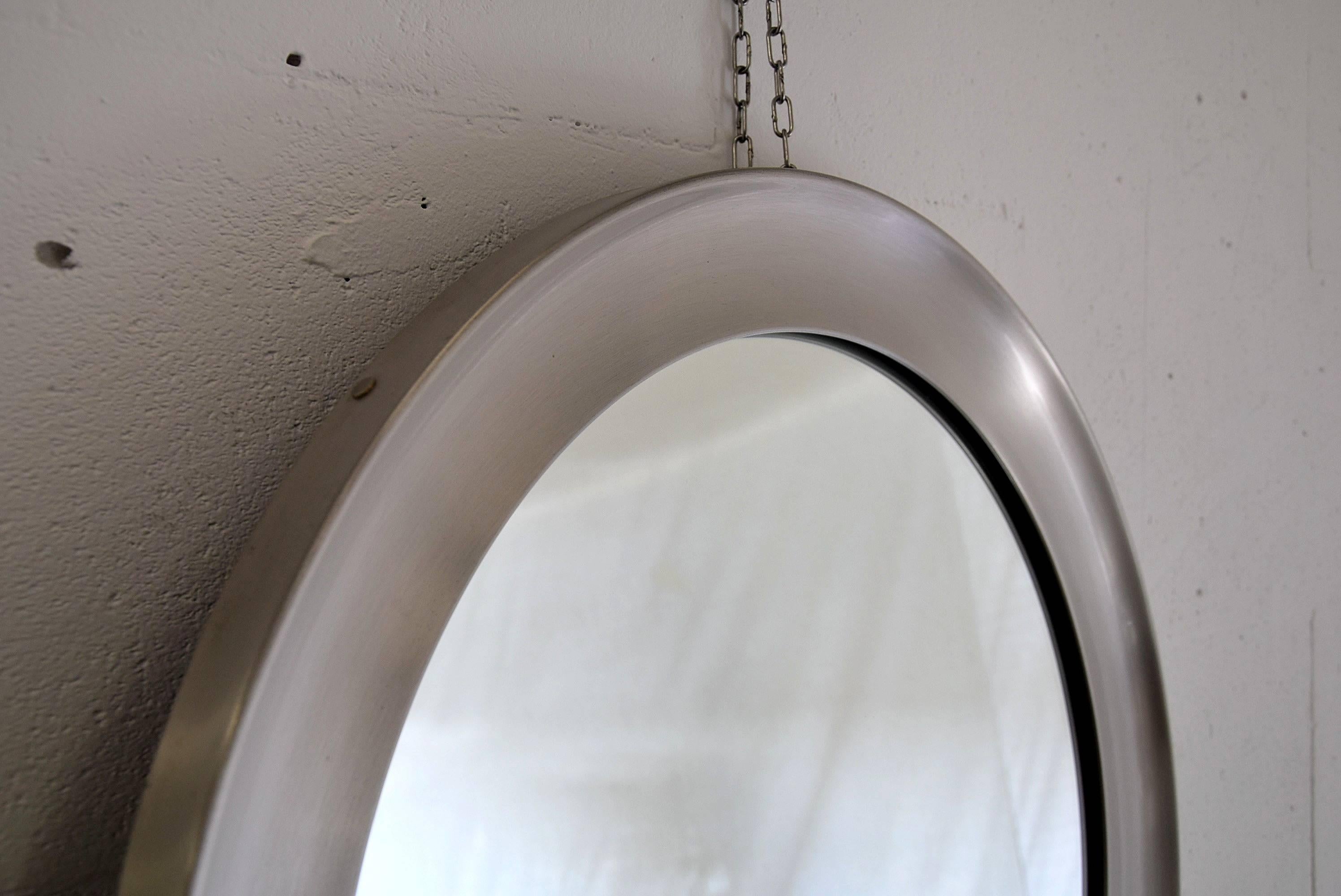 Moderner Stahlspiegel aus der Mitte des Jahrhunderts von Sergio Mazza für Artemide (Gebürstet) im Angebot