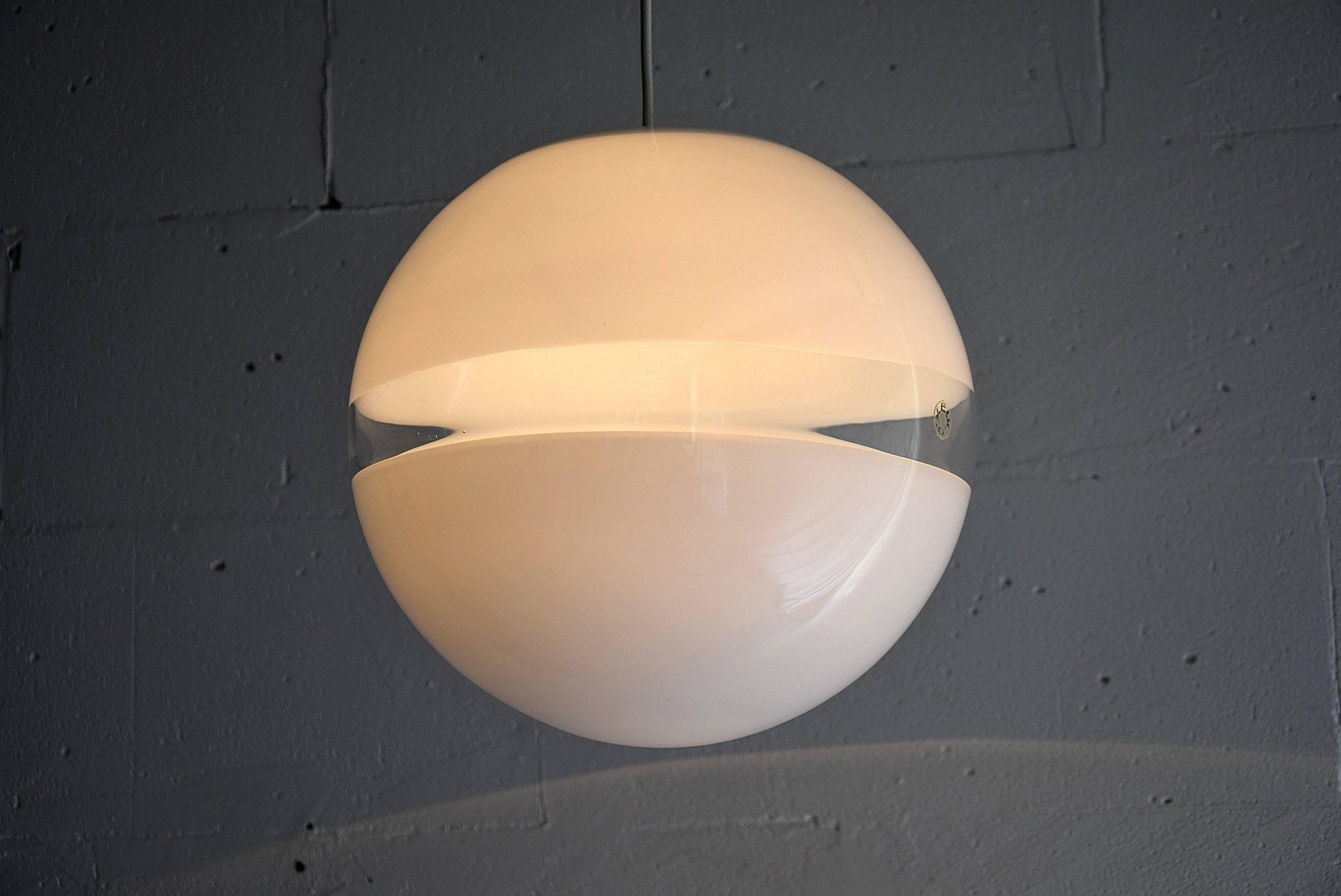 Late 20th Century Mid century modern Italian glass ceiling lamp