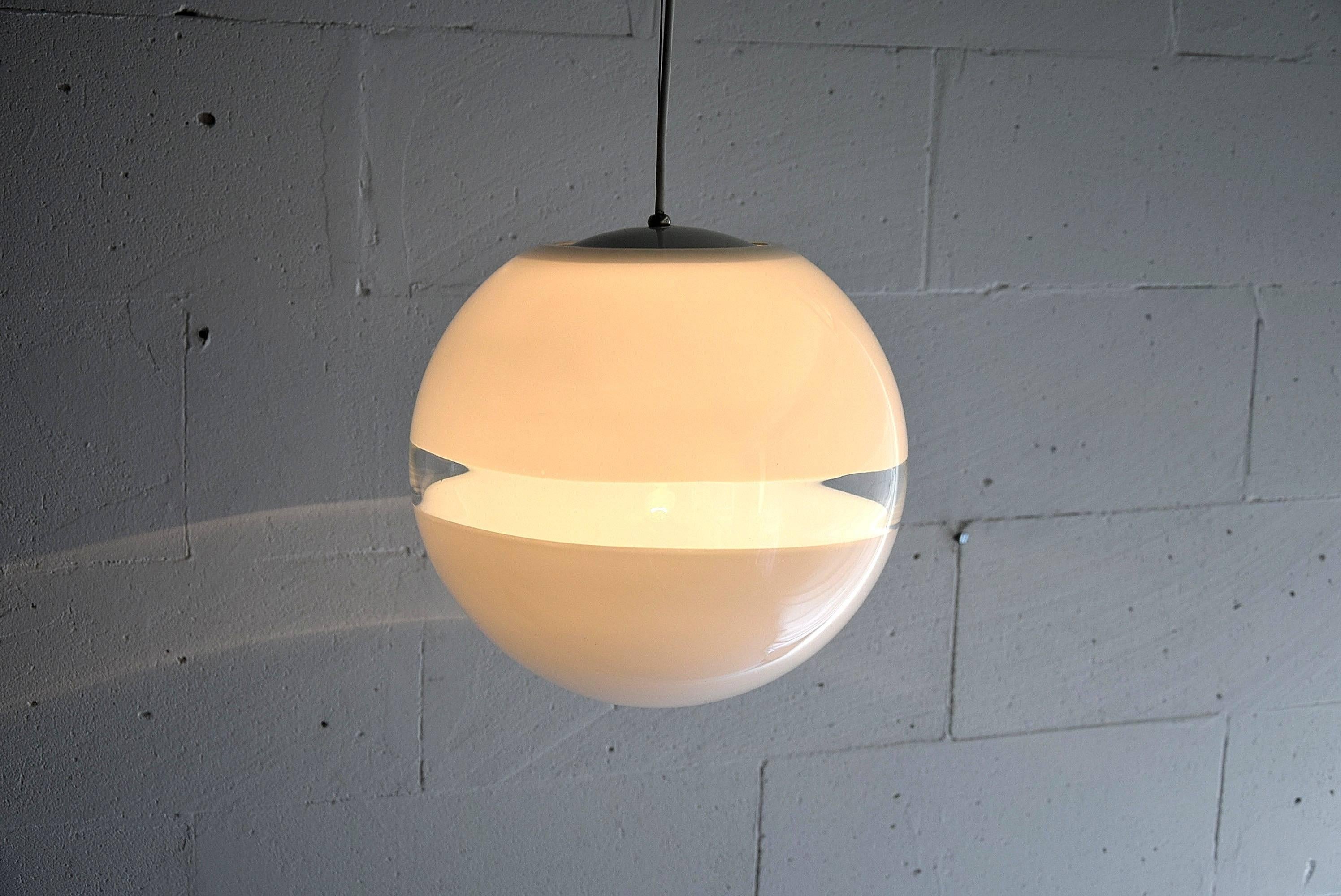 Glass Mid century modern Italian glass ceiling lamp