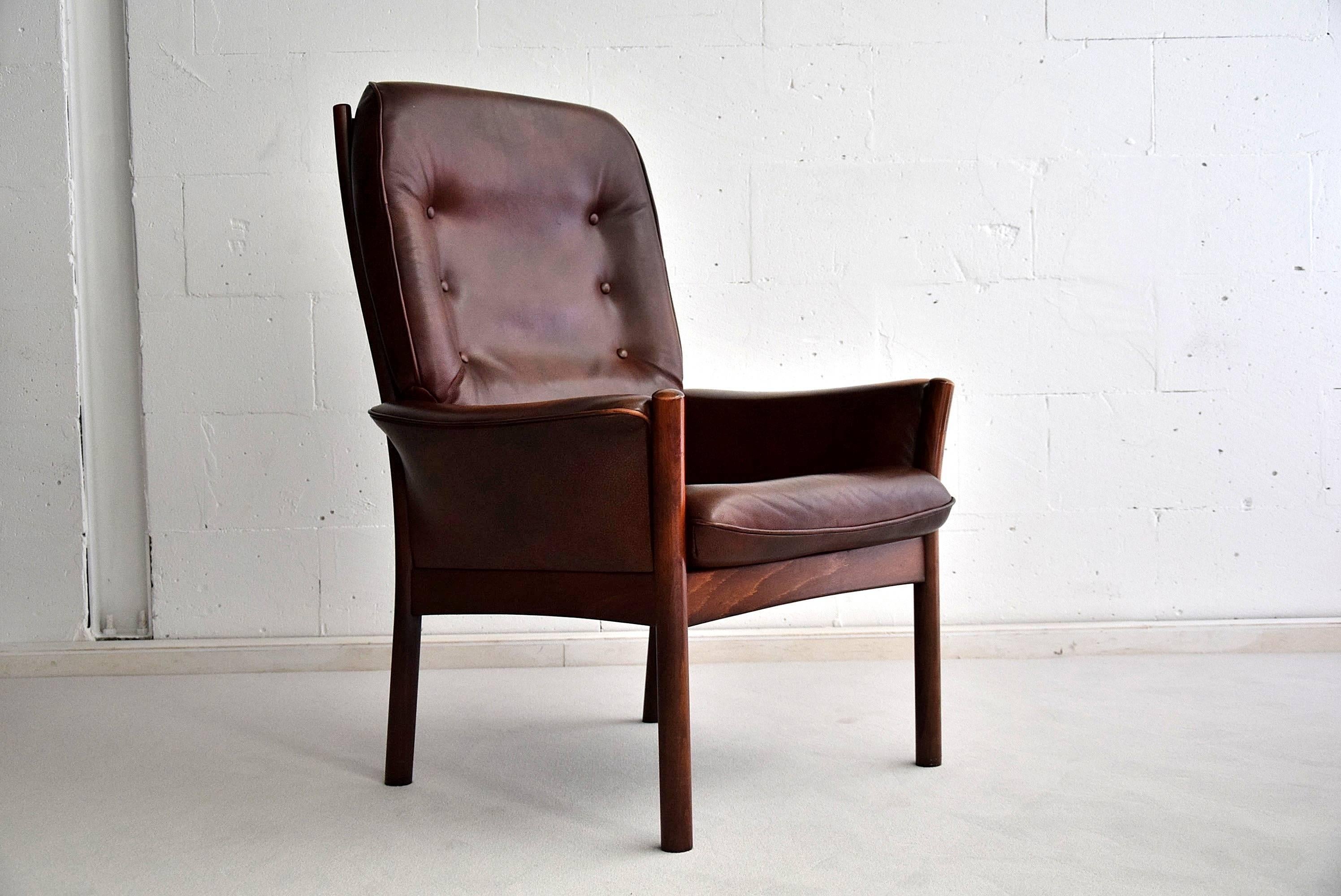 Late 20th Century Göte Möbler 1970s Leather Lounge Chair
