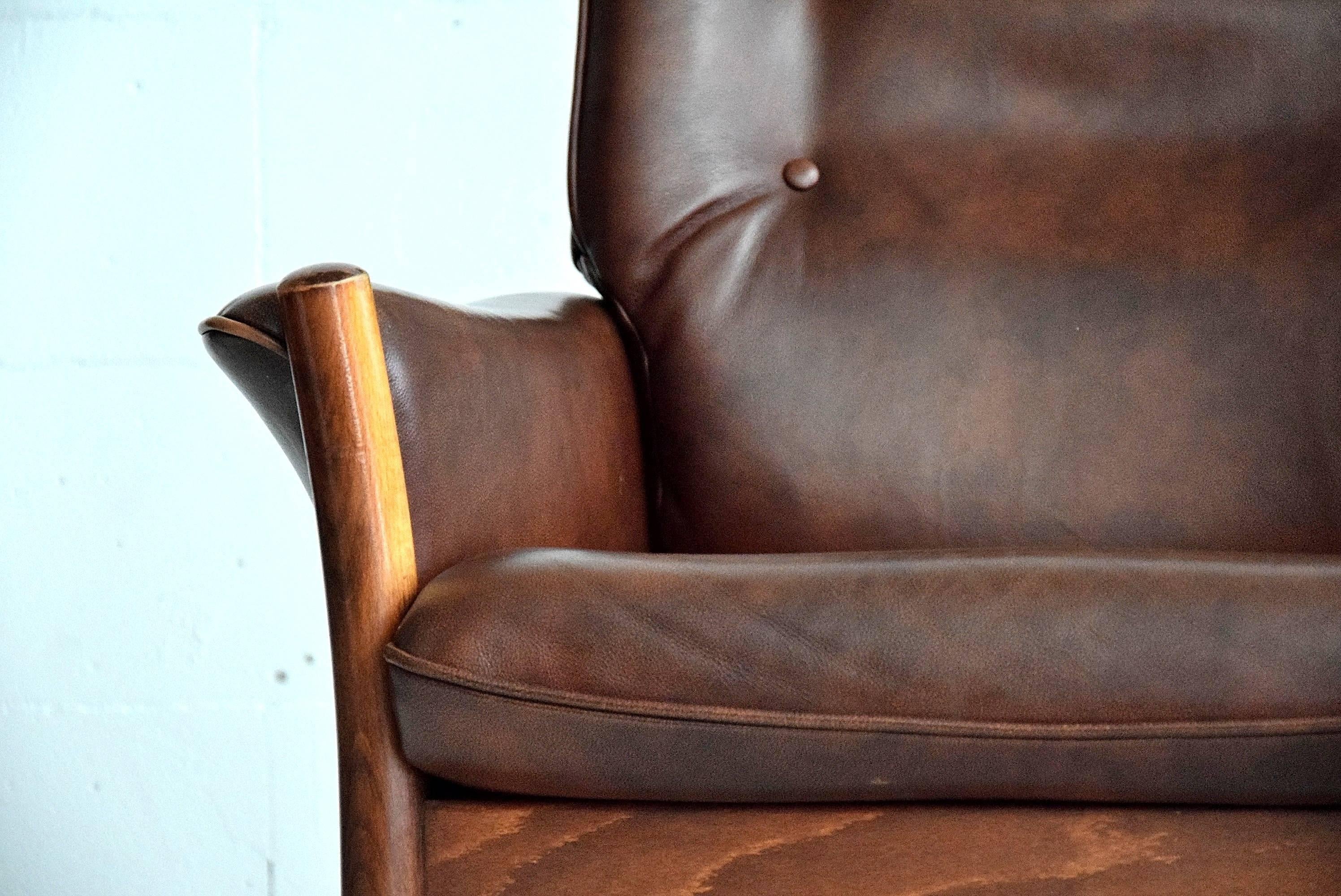 Stained Göte Möbler 1970s Leather Lounge Chair