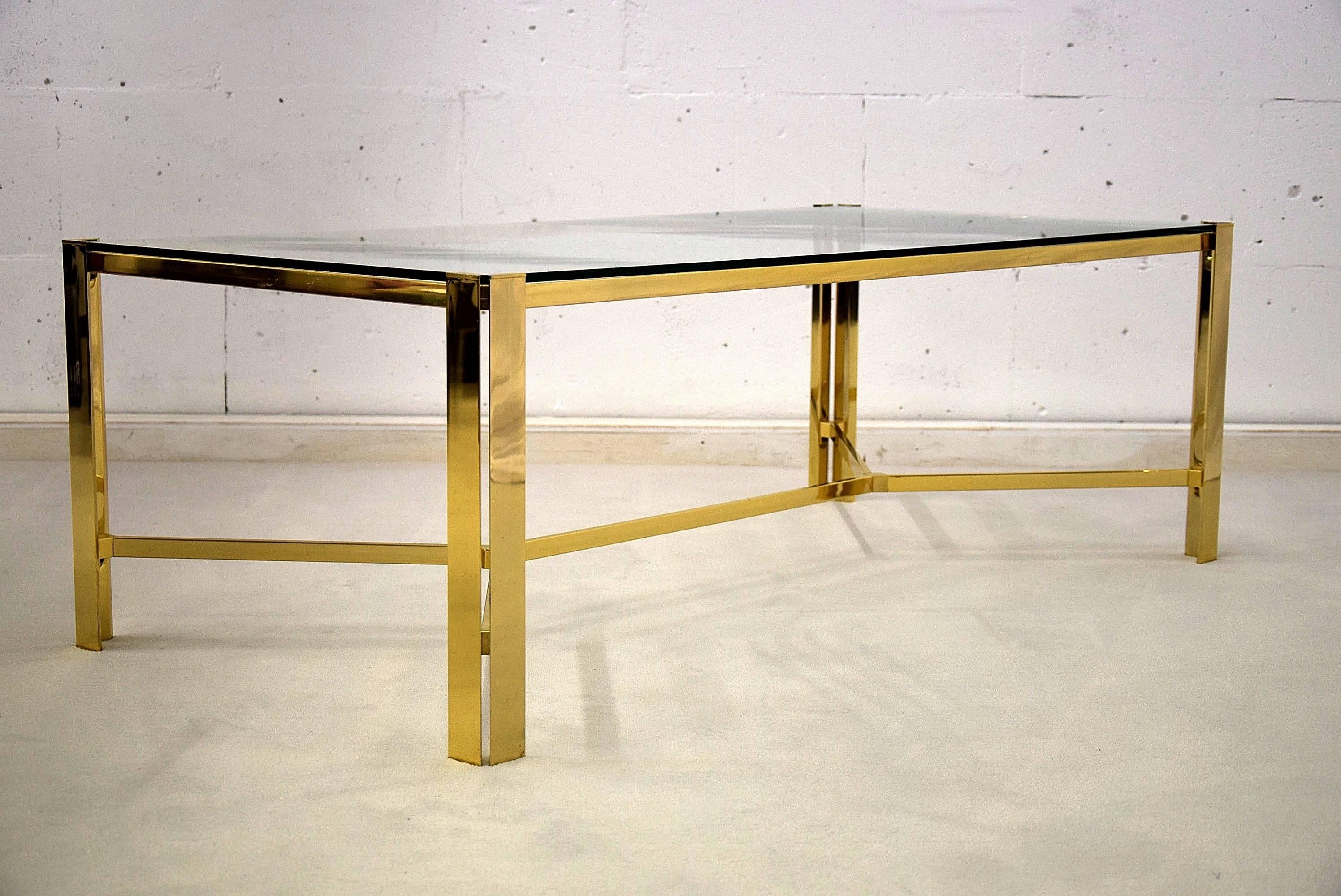 Maison Jansen 1970s Gold Plated Coffee Table 1