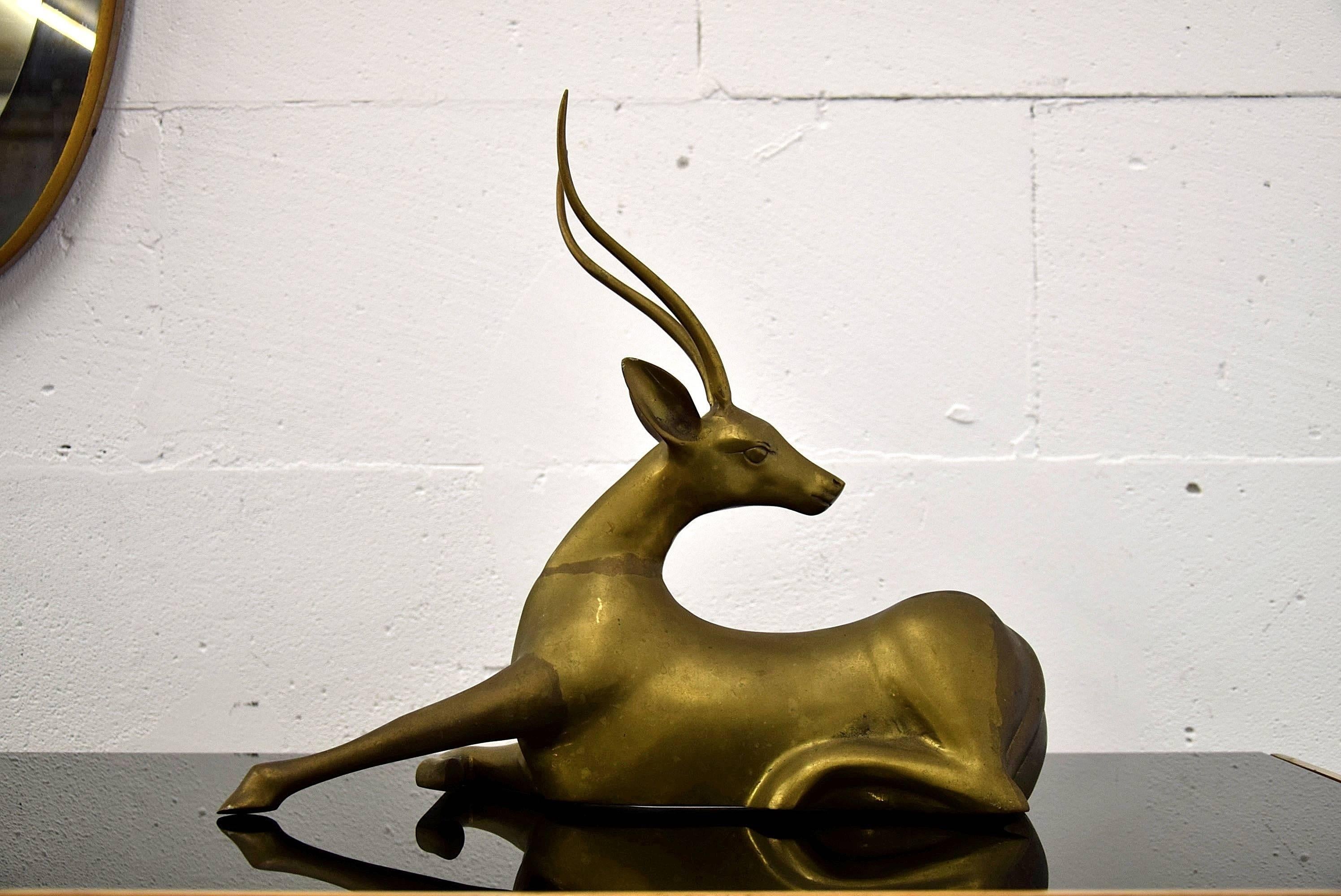 Antelope 1960s Brass Sculpture 1