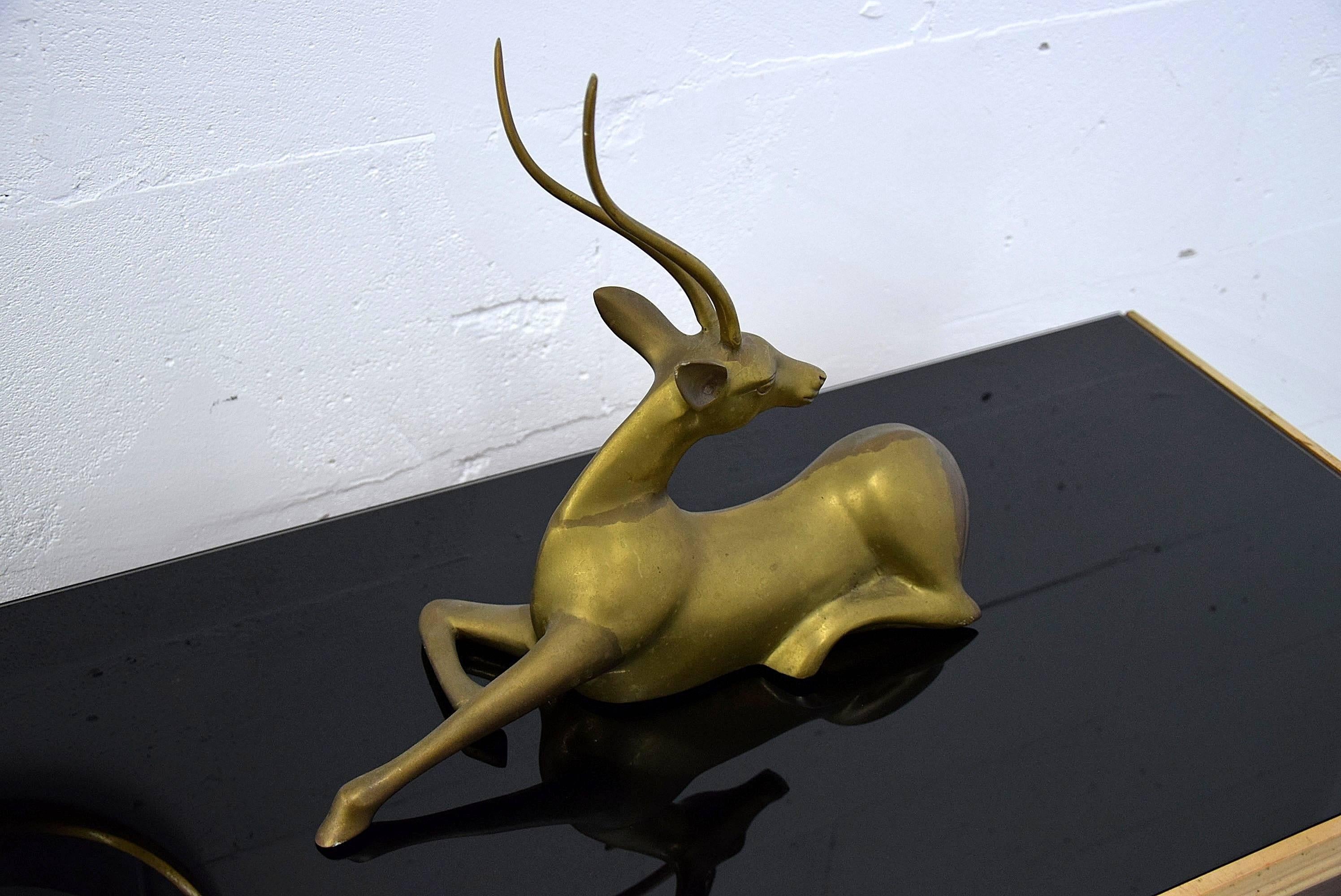 Antelope 1960s Brass Sculpture In Excellent Condition In Weesp, NL