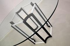 Black and White Mid Century Modern Glass Dining Table