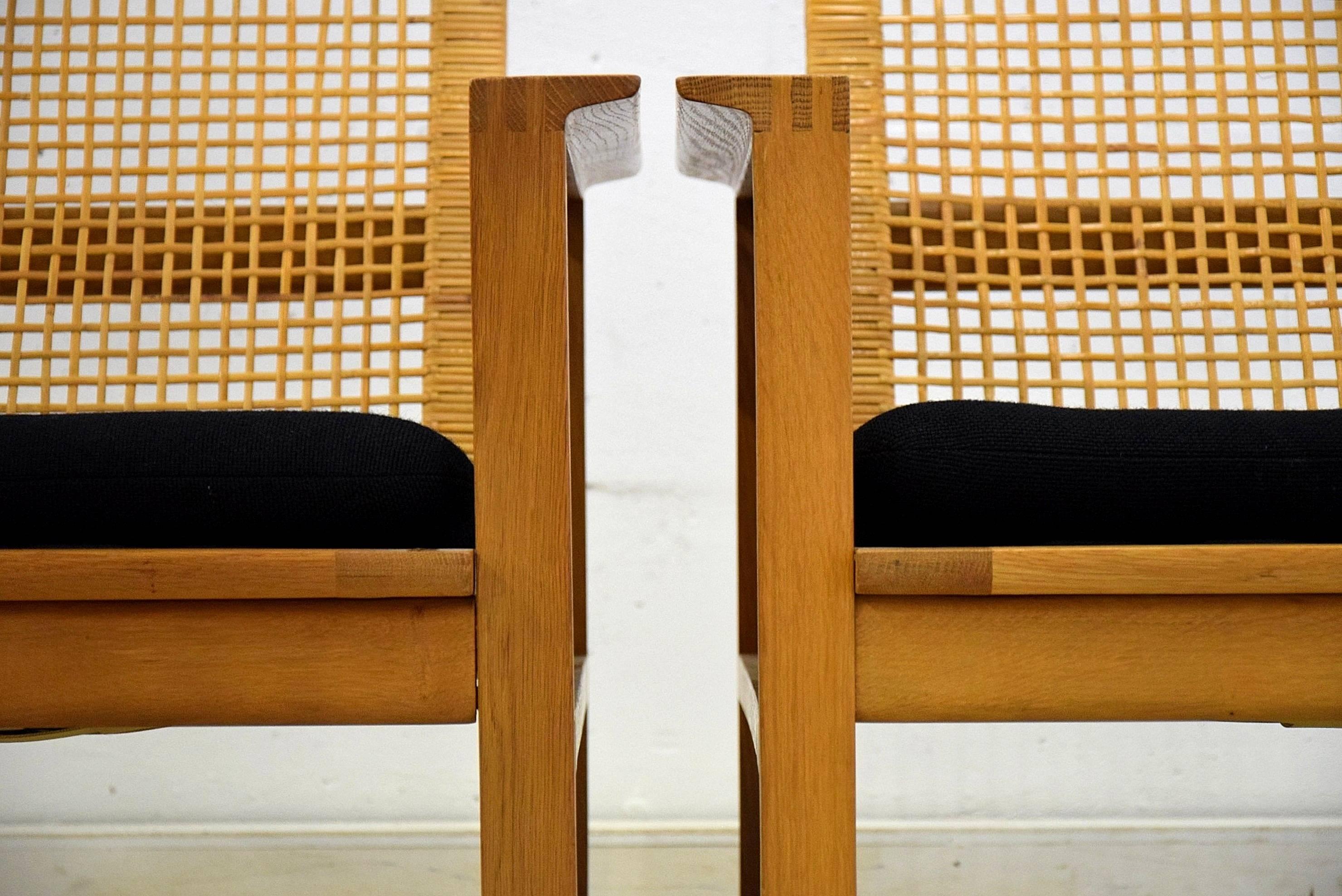 Danish Børge Mogensen, Pair of Oak and Cane Lounge Chairs