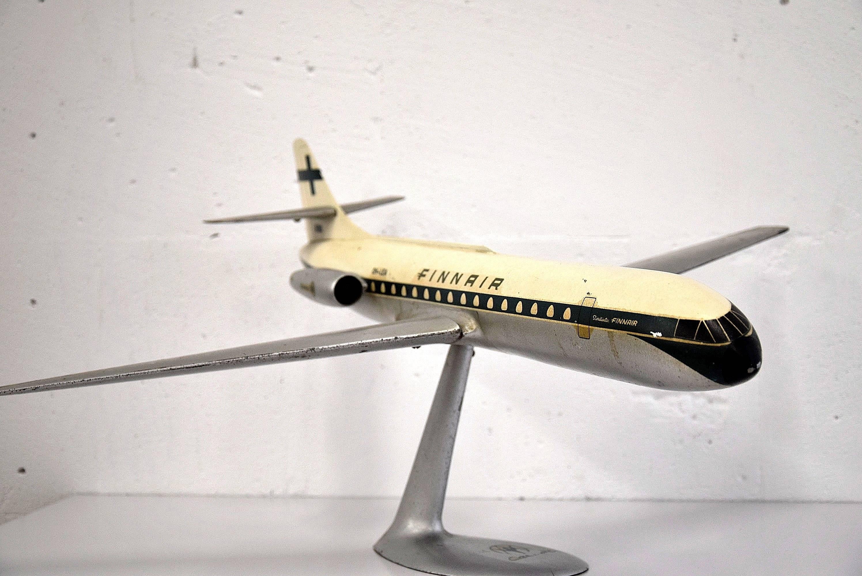 Caravelle Late 1950s Finnair Airplane Model In Good Condition In Weesp, NL