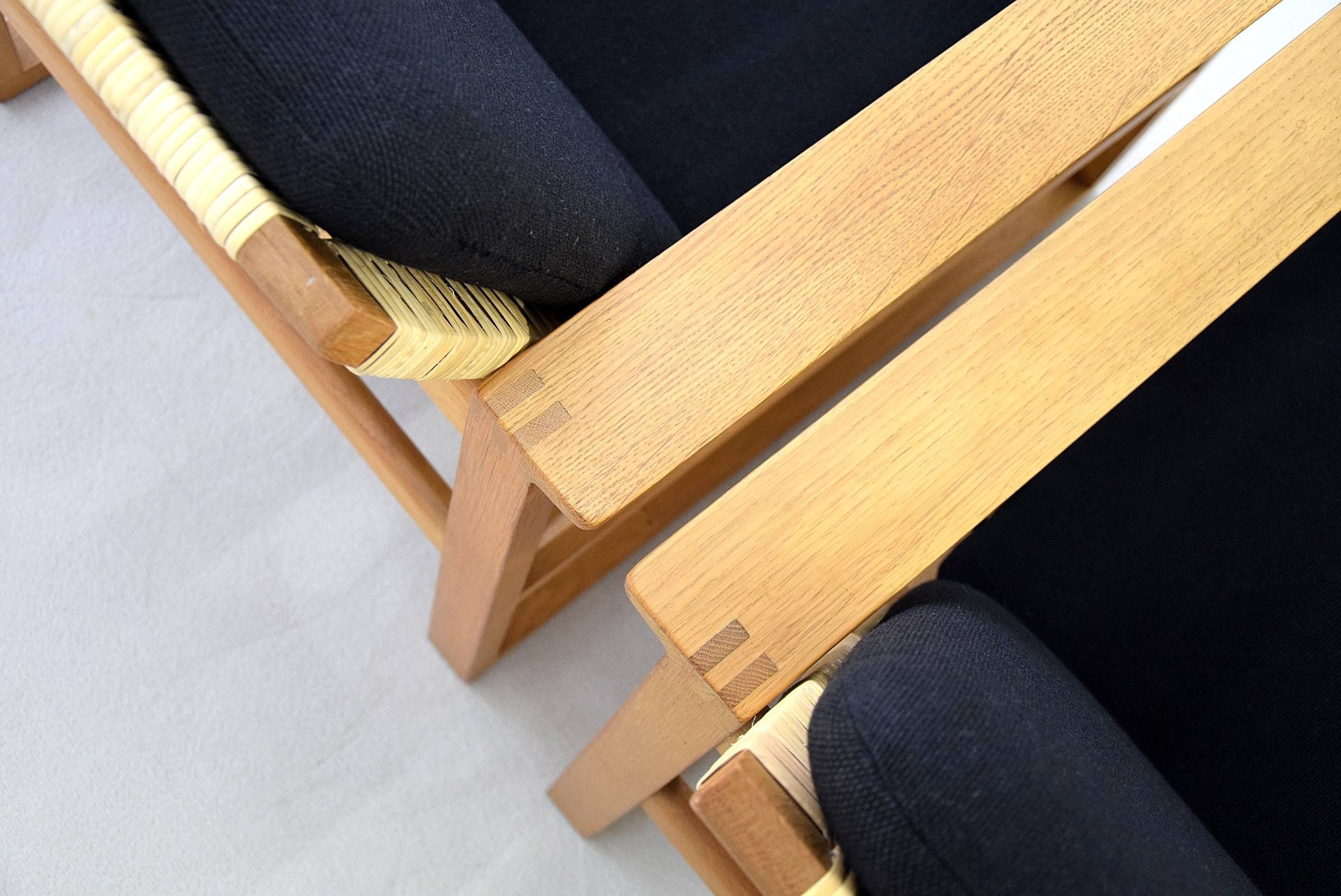 Børge Mogensen, Pair of Oak and Cane Lounge Chairs 4