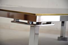 Hollywood Regency Chrome and Brass Coffee Table