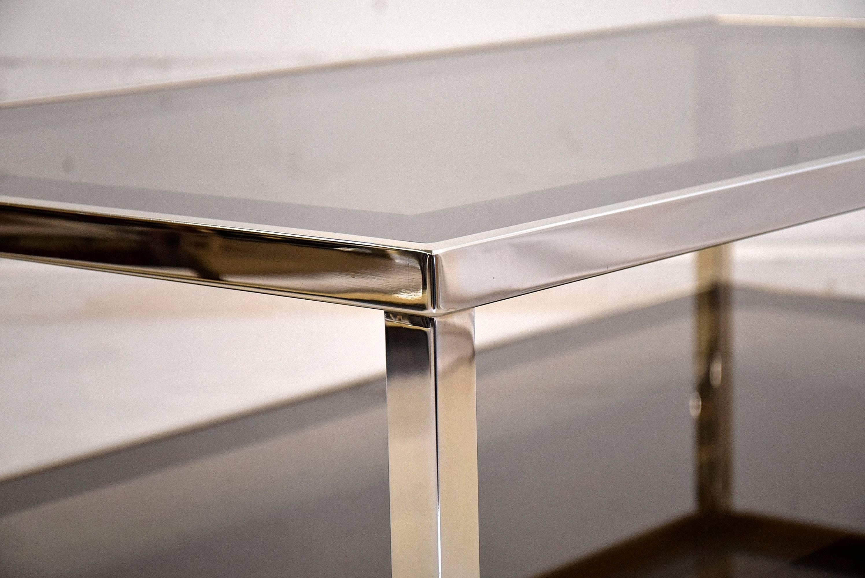 Mid-Century Modern 23-Karat Gold-Plated Two-Tier Coffee Table In Good Condition In Weesp, NL