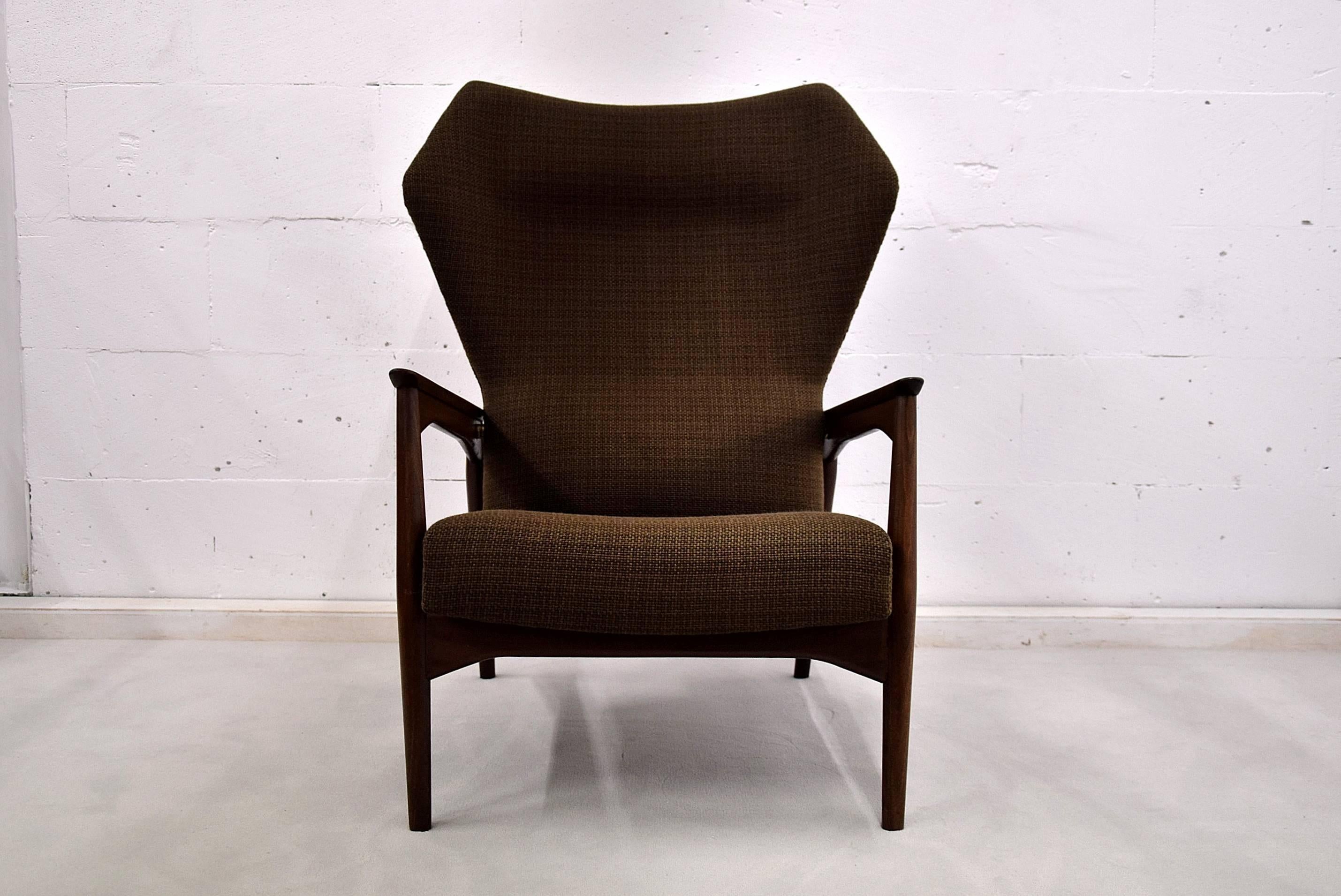 Teak Mid-Century Wingback Lounge Chair by Kofod-Larsen