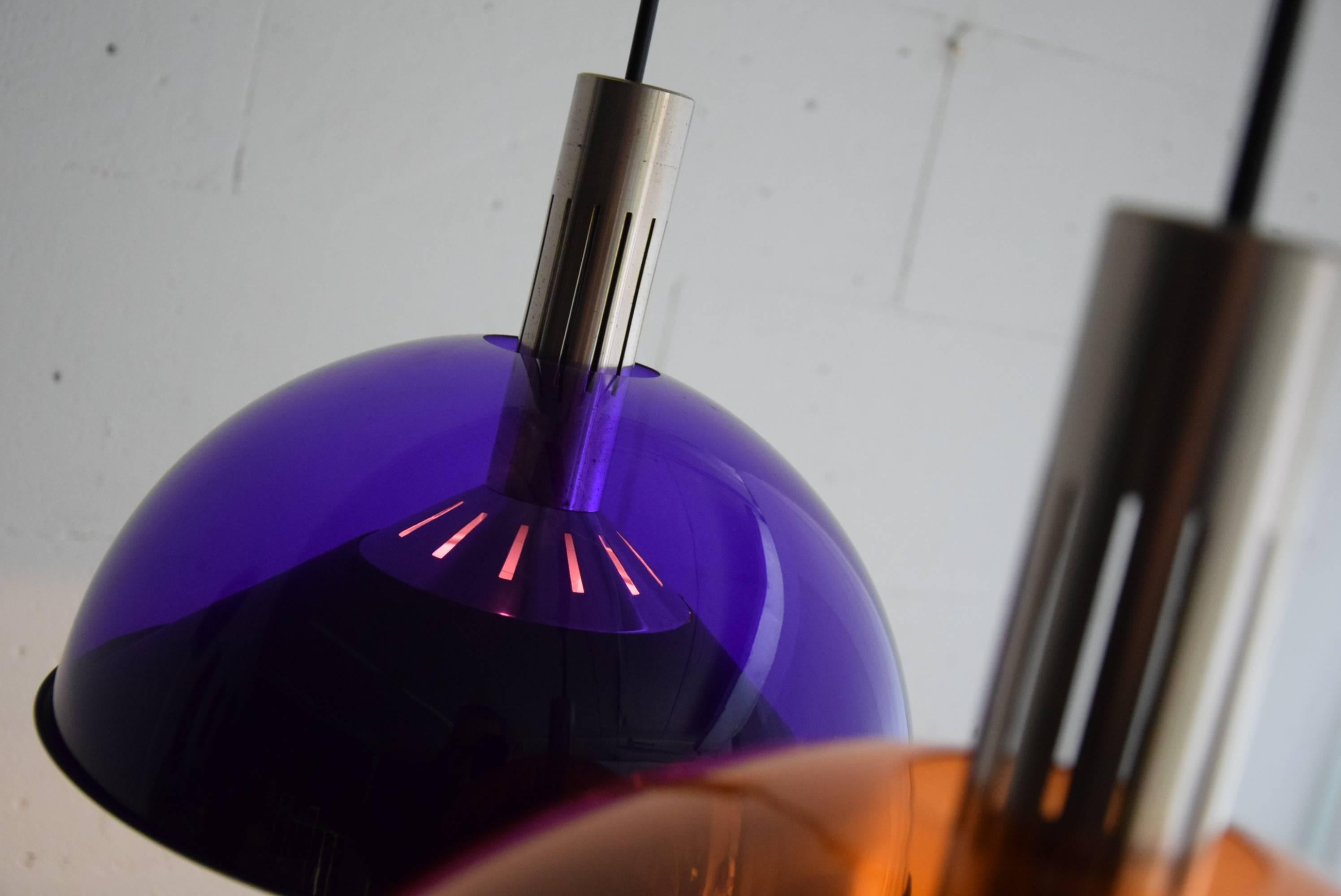 Stilnovo Mid century Modern Purple and Orange Ceiling Lamp 2