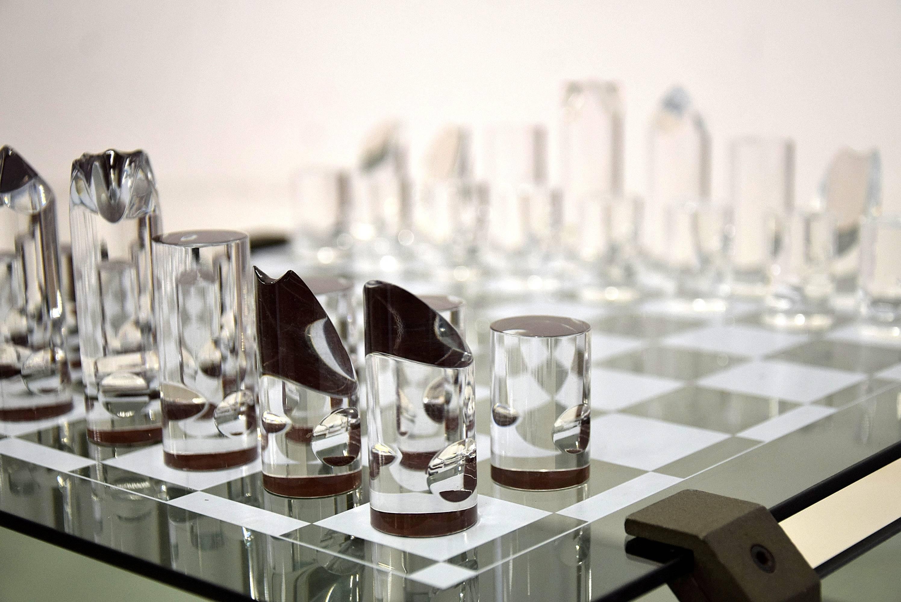 1970s Acrylic and Glass Chess Set / Table 2