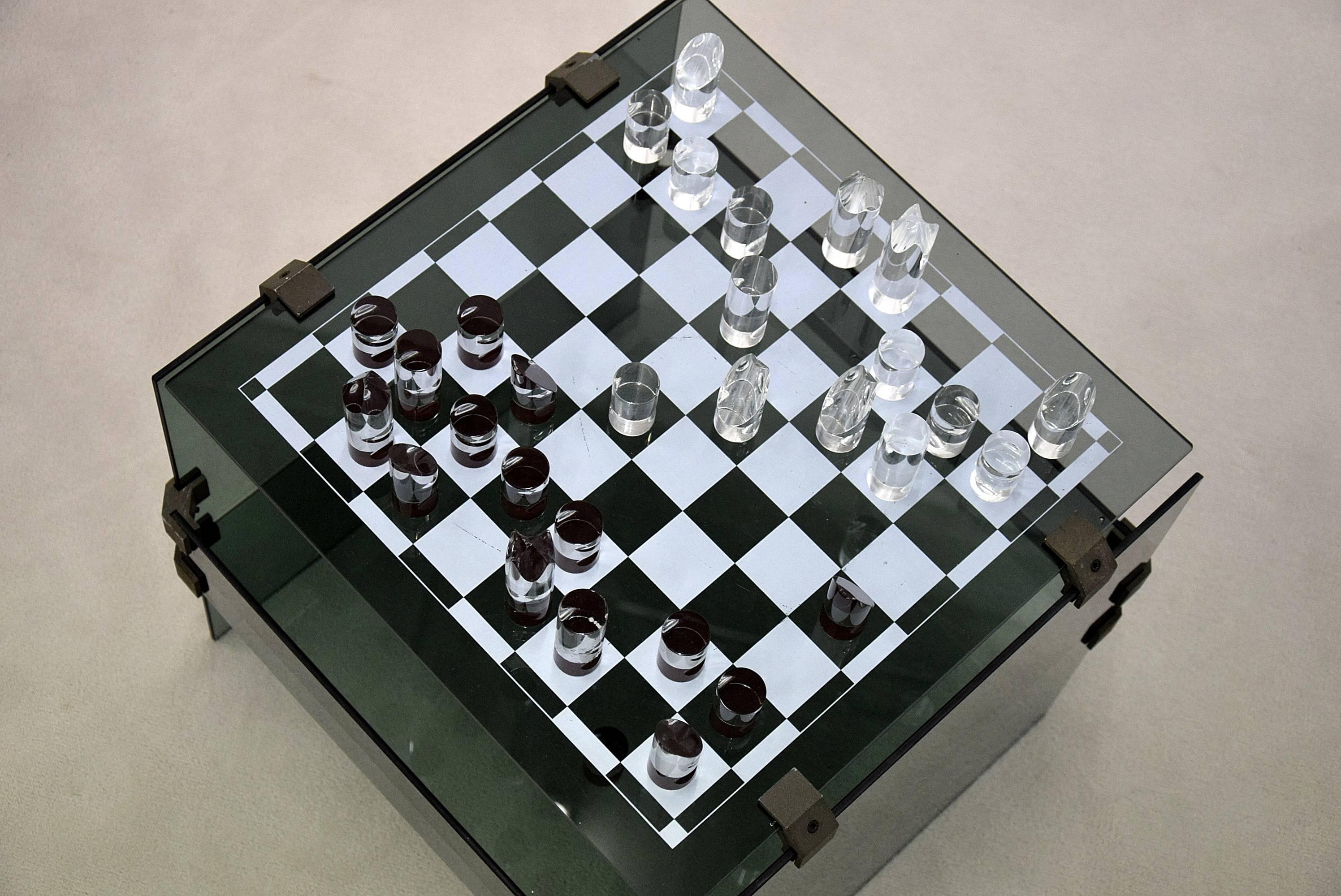 1970s Acrylic and Glass Chess Set / Table 3