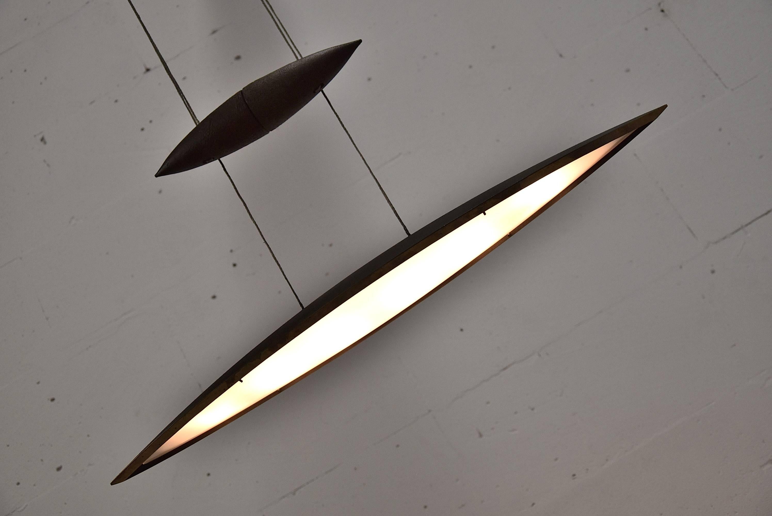 Tai Lang 1980s Solid Raw Bronze Pendant Fixture by Tobias Grau 1