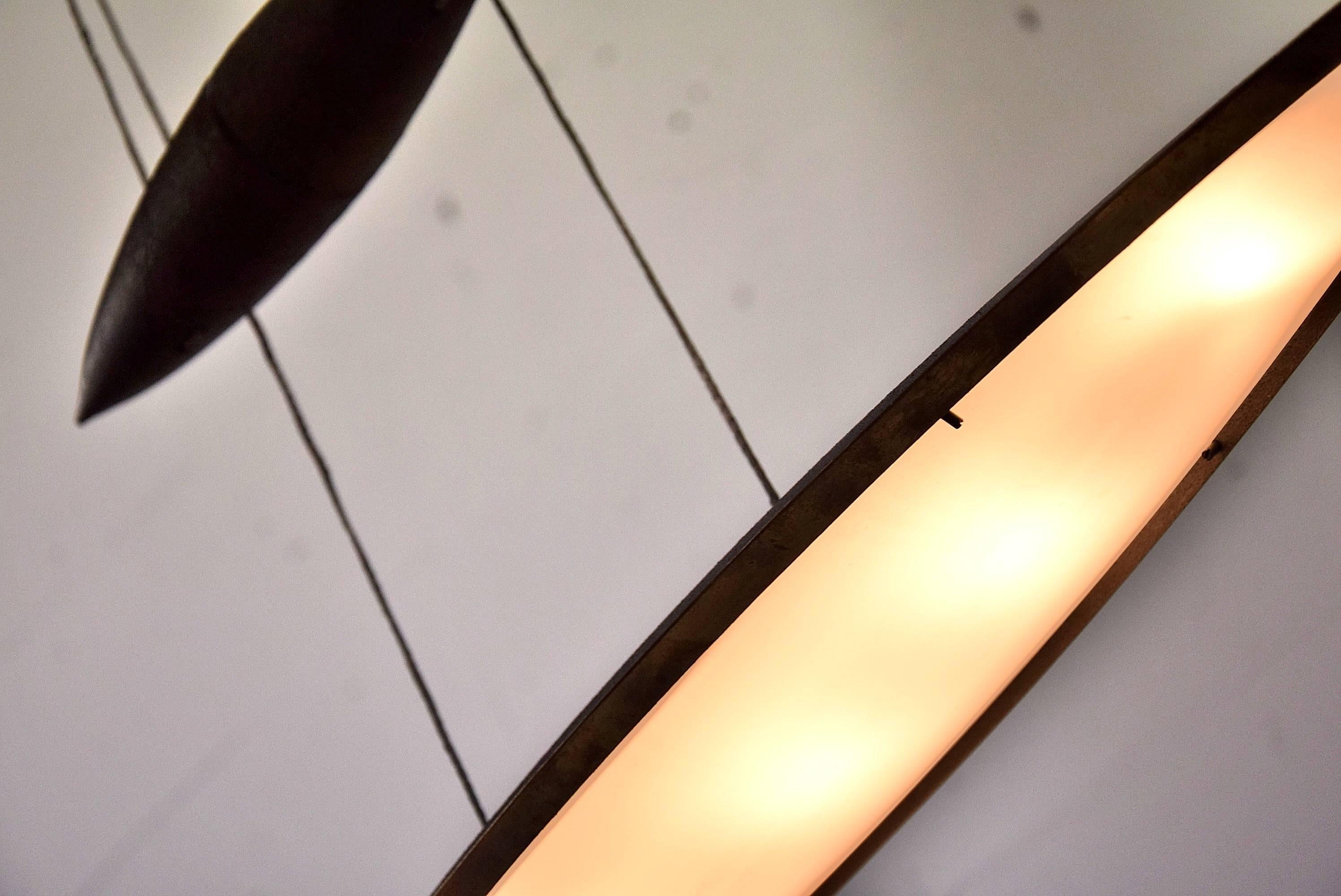 Tai Lang 1980s Solid Raw Bronze Pendant Fixture by Tobias Grau 2