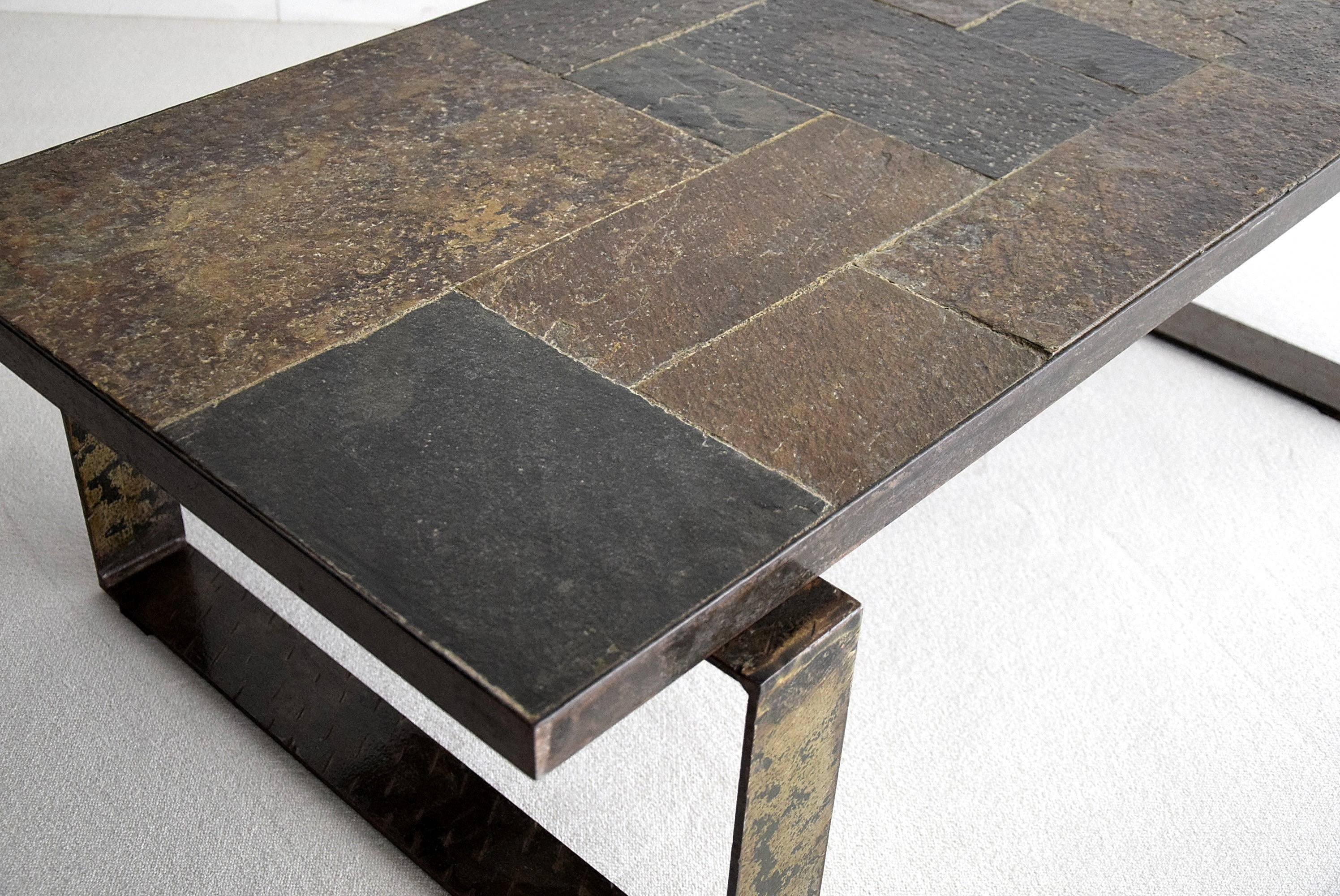 Dutch Mid-Century Modern Paul Kingma Slate Stone Coffee Table