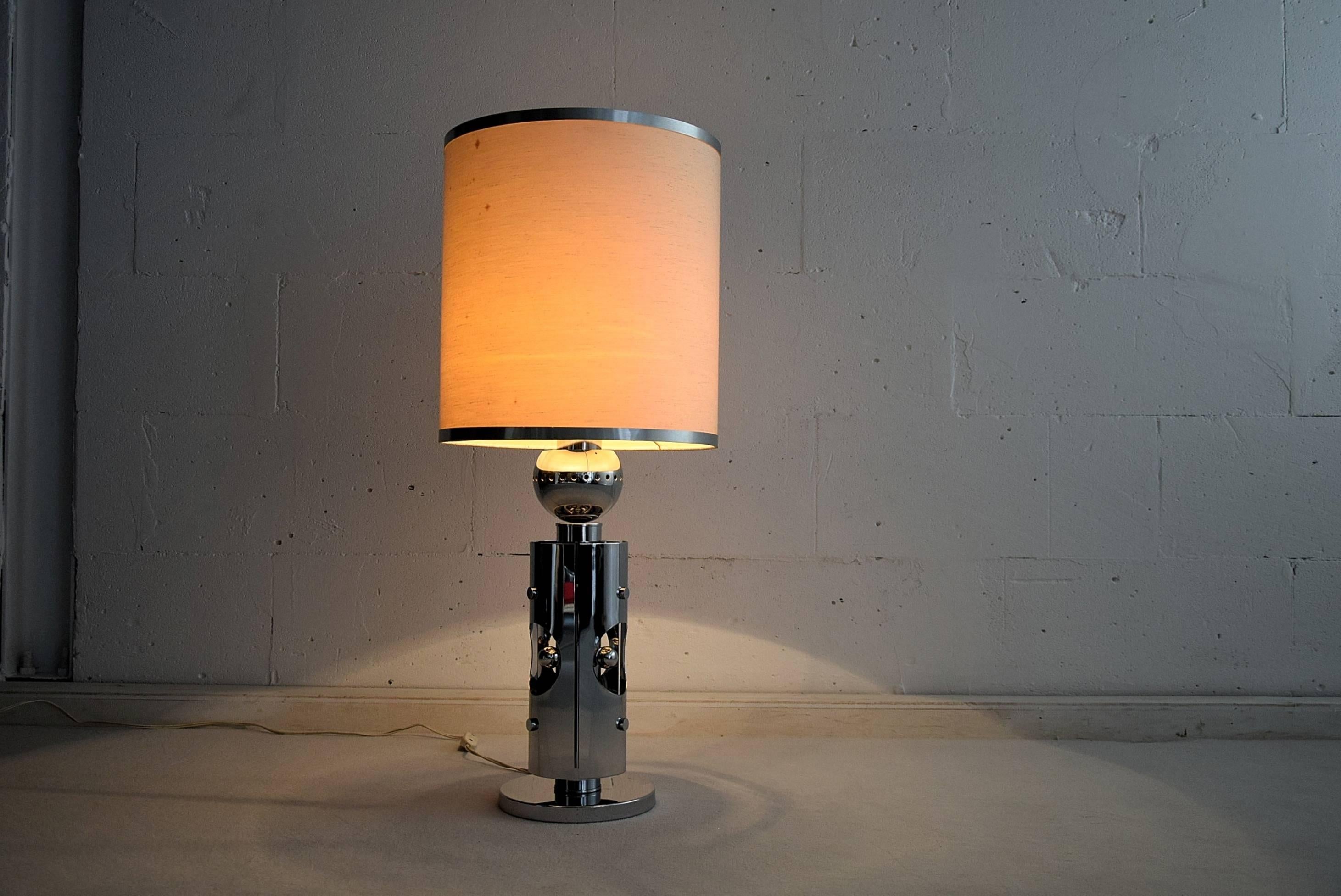 Late 20th Century Gaetano Sciolari 1970s Chrome Table Lamp