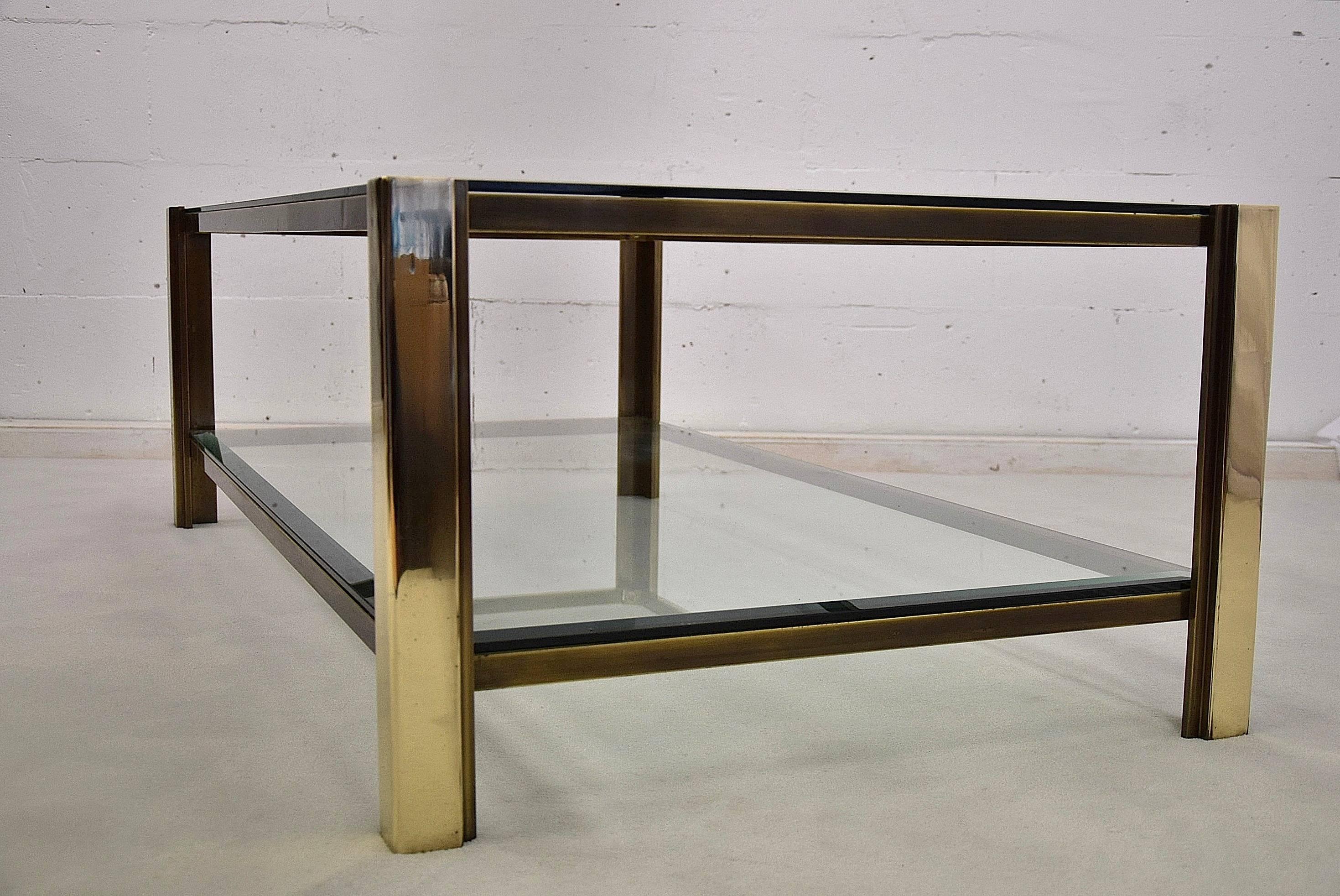 Late 20th Century Maison Jansen Solid Brass Two-Tier Coffee Table