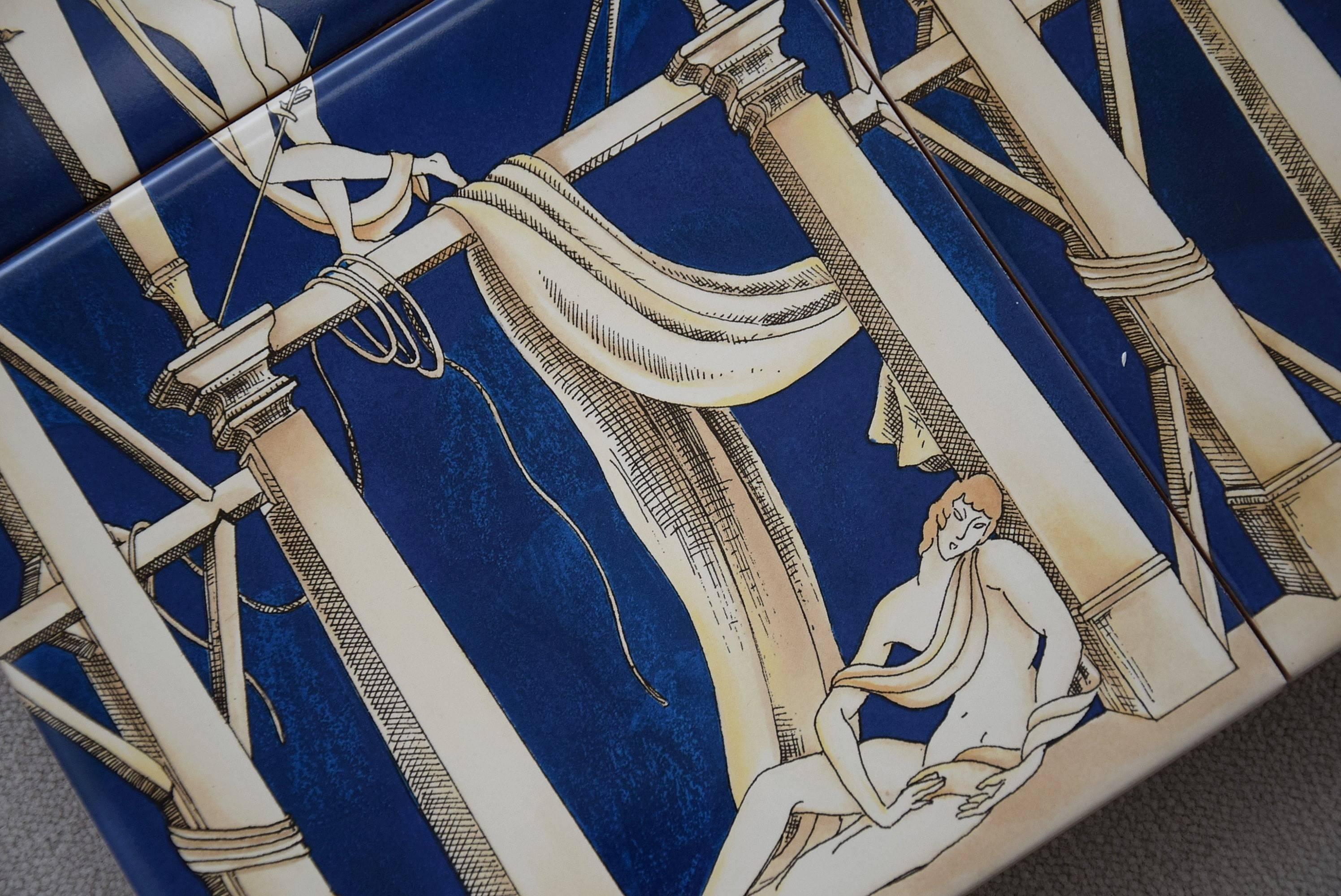 Gio Ponti ceramic tiles La Casa Degli Efebi.
New Old Stock beautiful set of ceramic tiles with a famous design made by Gio Ponti in 1923 for ceramic producer Richard Ginori.

The tiles are in perfect condition and come with their original box.

Each