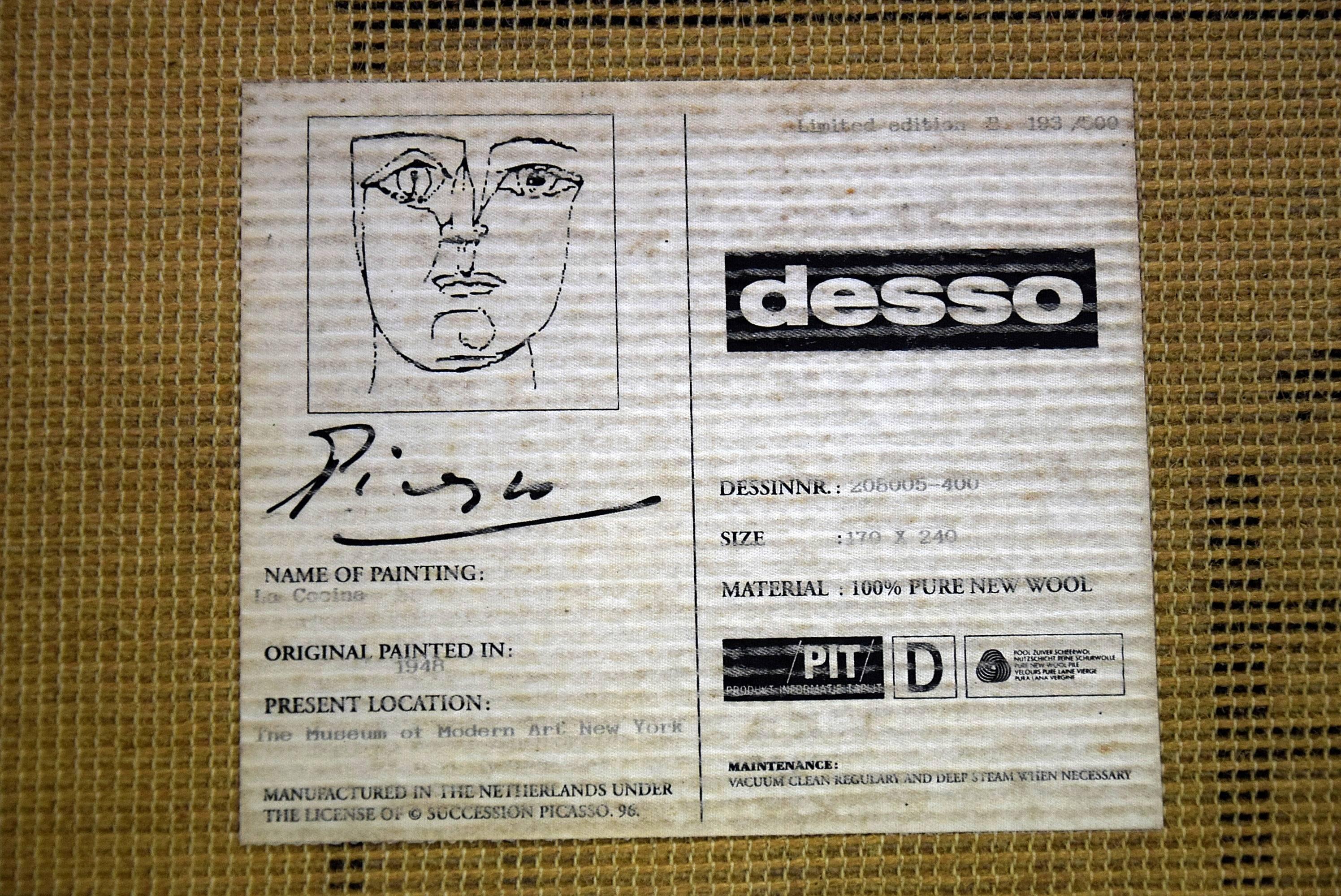 Wool Pablo Picasso (after) La Cocina Limited Edition Art Rug