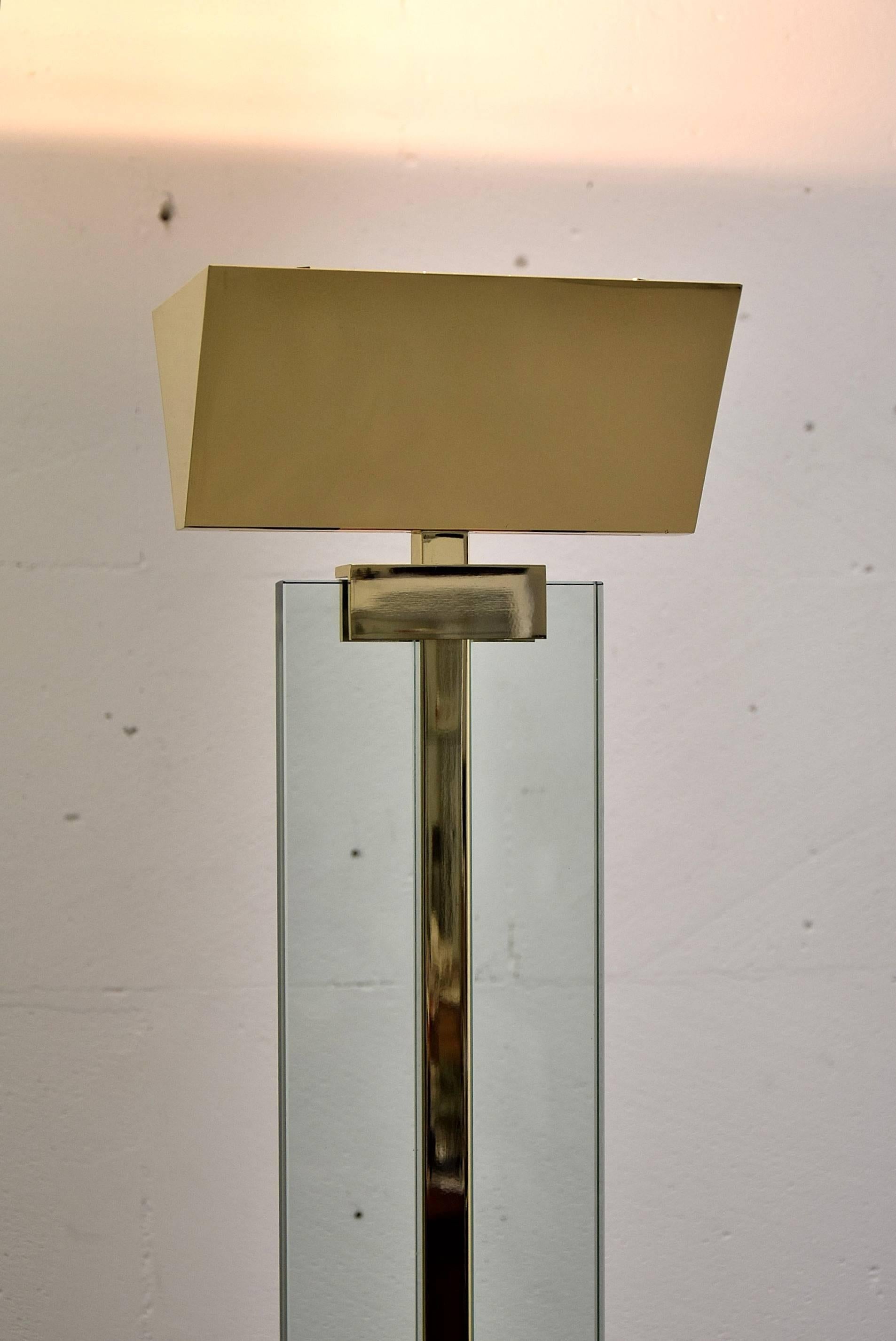 Italian Brass and Glass 1980s Fratelli Martini Floor Lamp