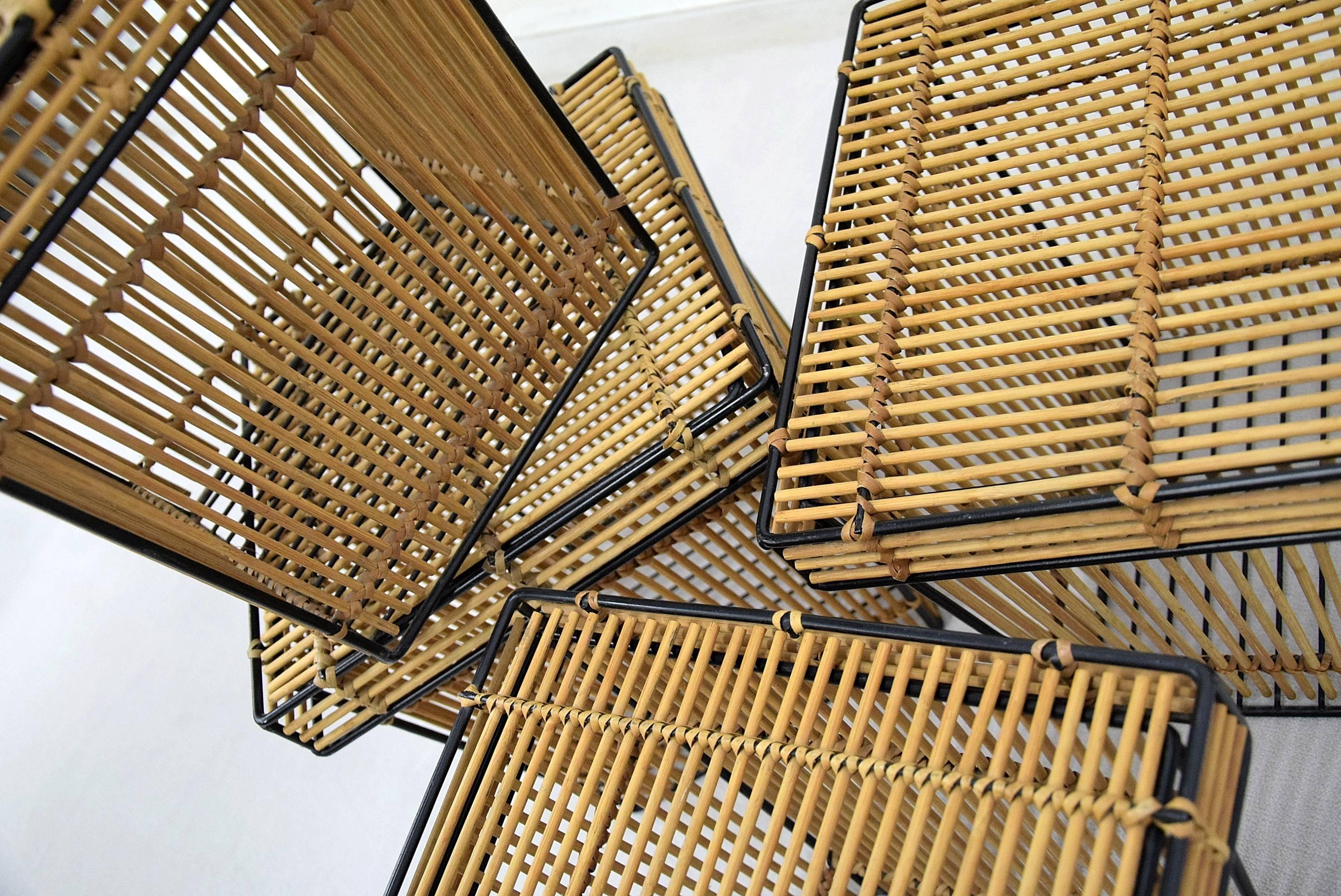 Mid century Modern Wicker and Steel Baskets In Good Condition In Weesp, NL