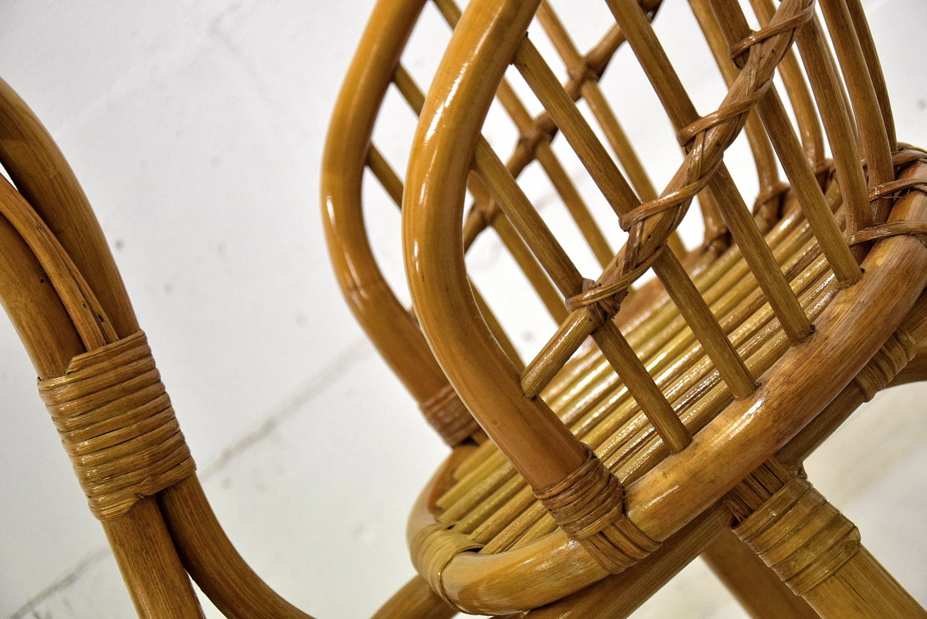 Mid-Century Modern Mid century modern Wicker and Bamboo Rocking Horse For Sale