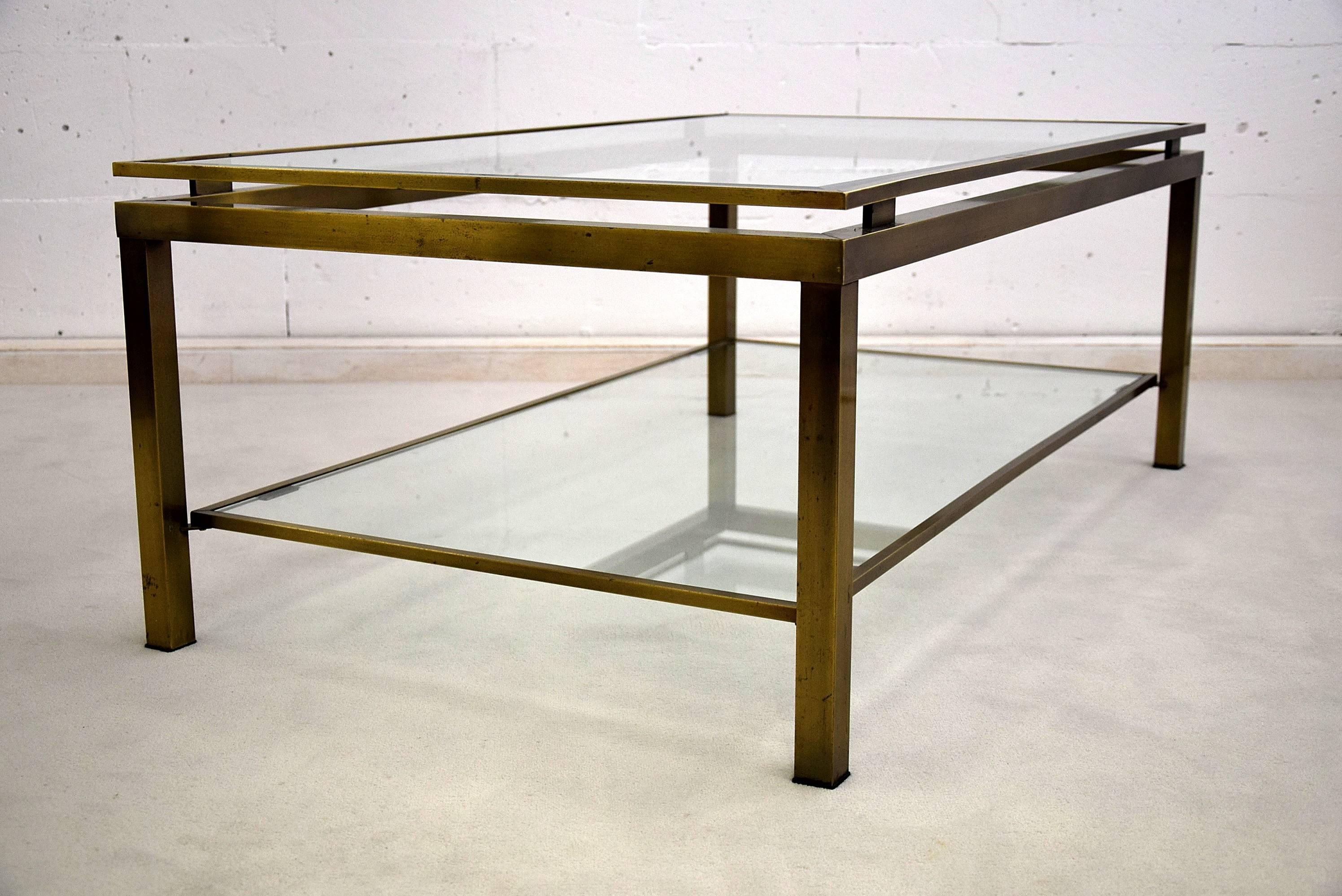 Sophisticated Maison Jansen Brass 1970s Two-Tier Coffee Table 4