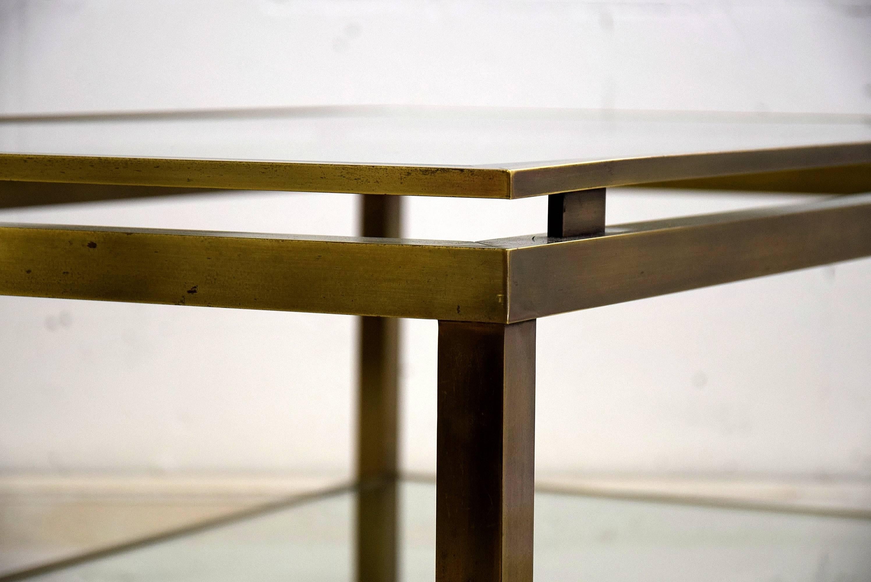 Sophisticated Maison Jansen Brass 1970s Two-Tier Coffee Table In Excellent Condition In Weesp, NL