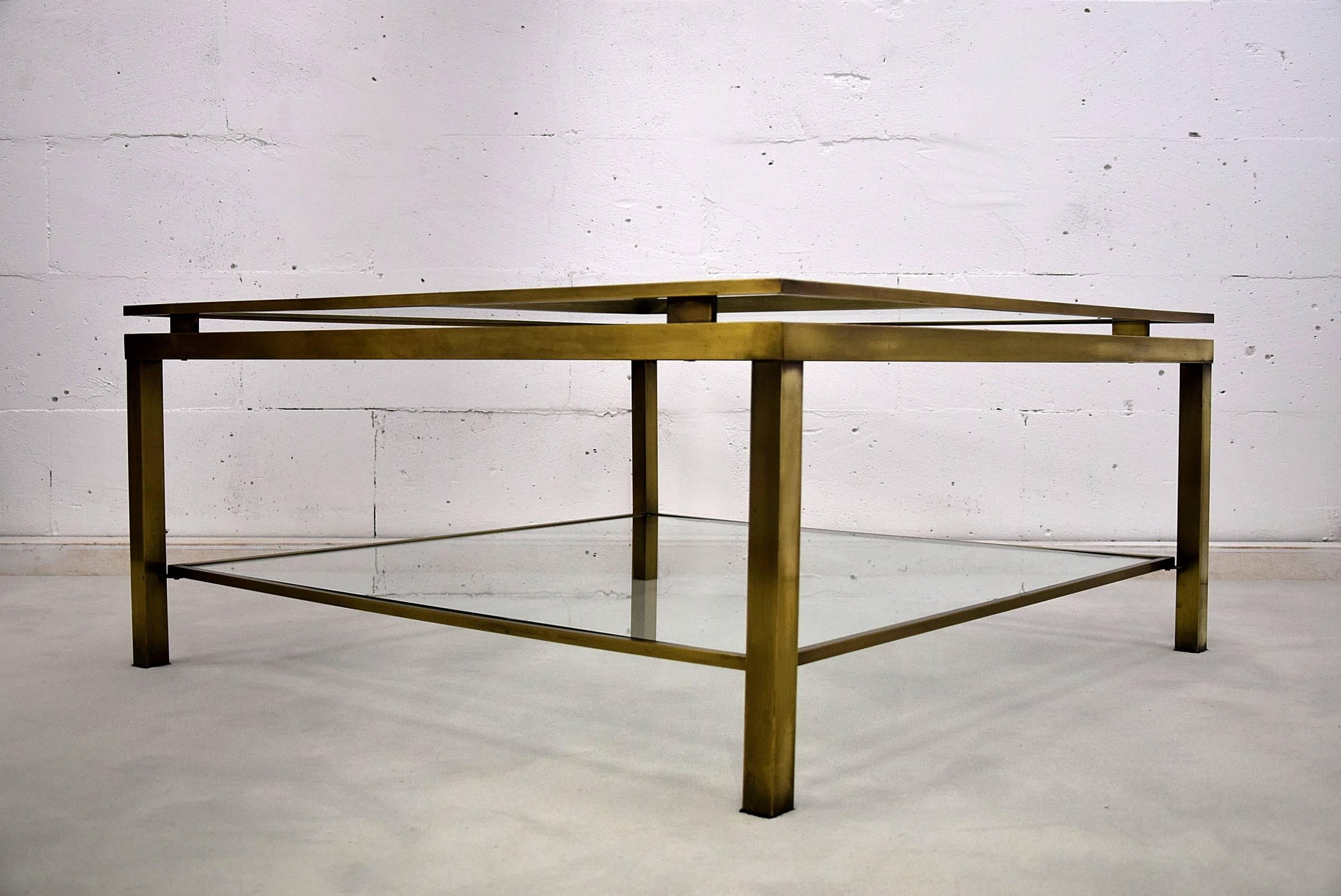 Late 20th Century Maison Jansen Two-Tier Brass 1970s Coffee Table