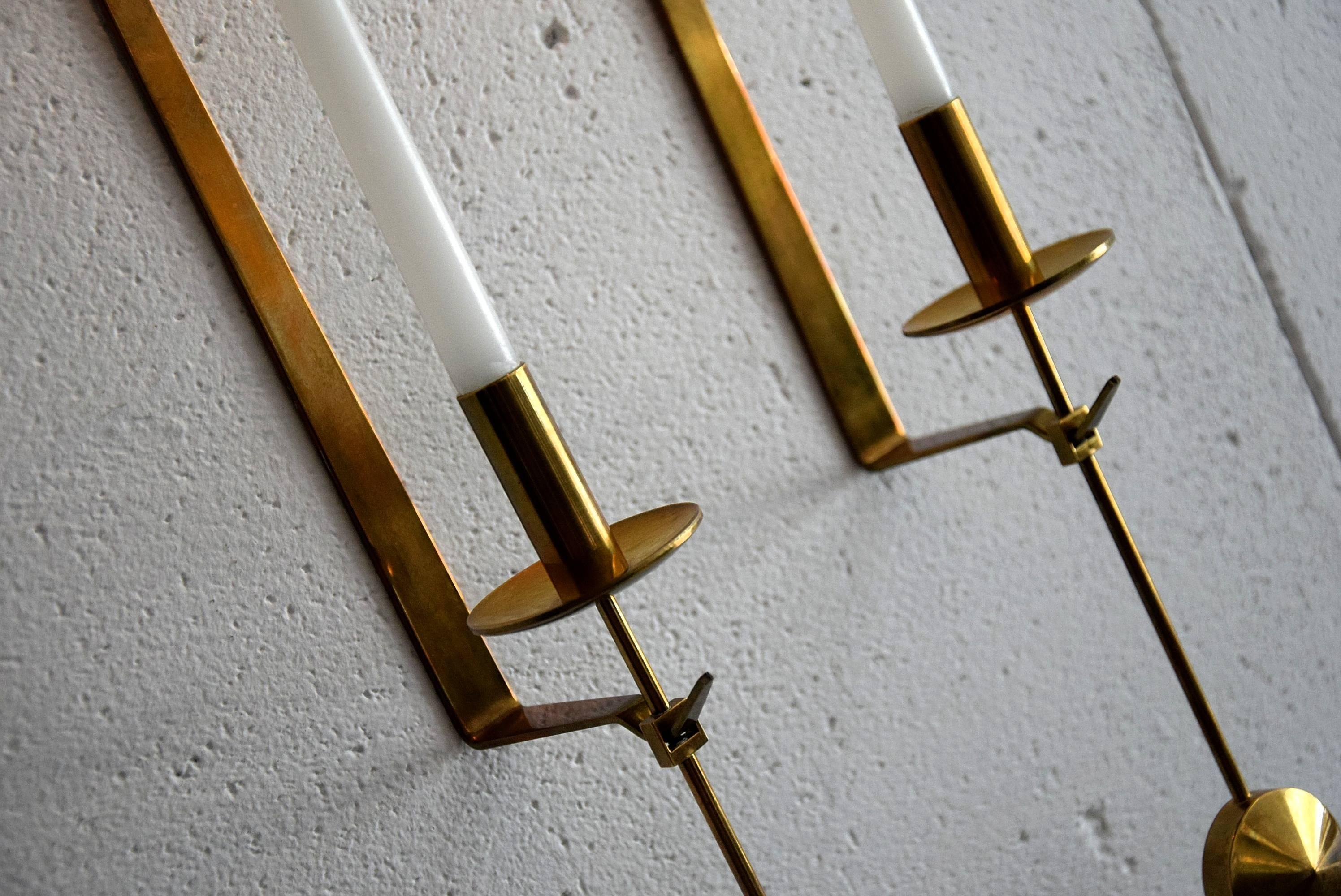 Pair of Candle Sconces by Pierre Forssell for Skultuna In Excellent Condition In Weesp, NL