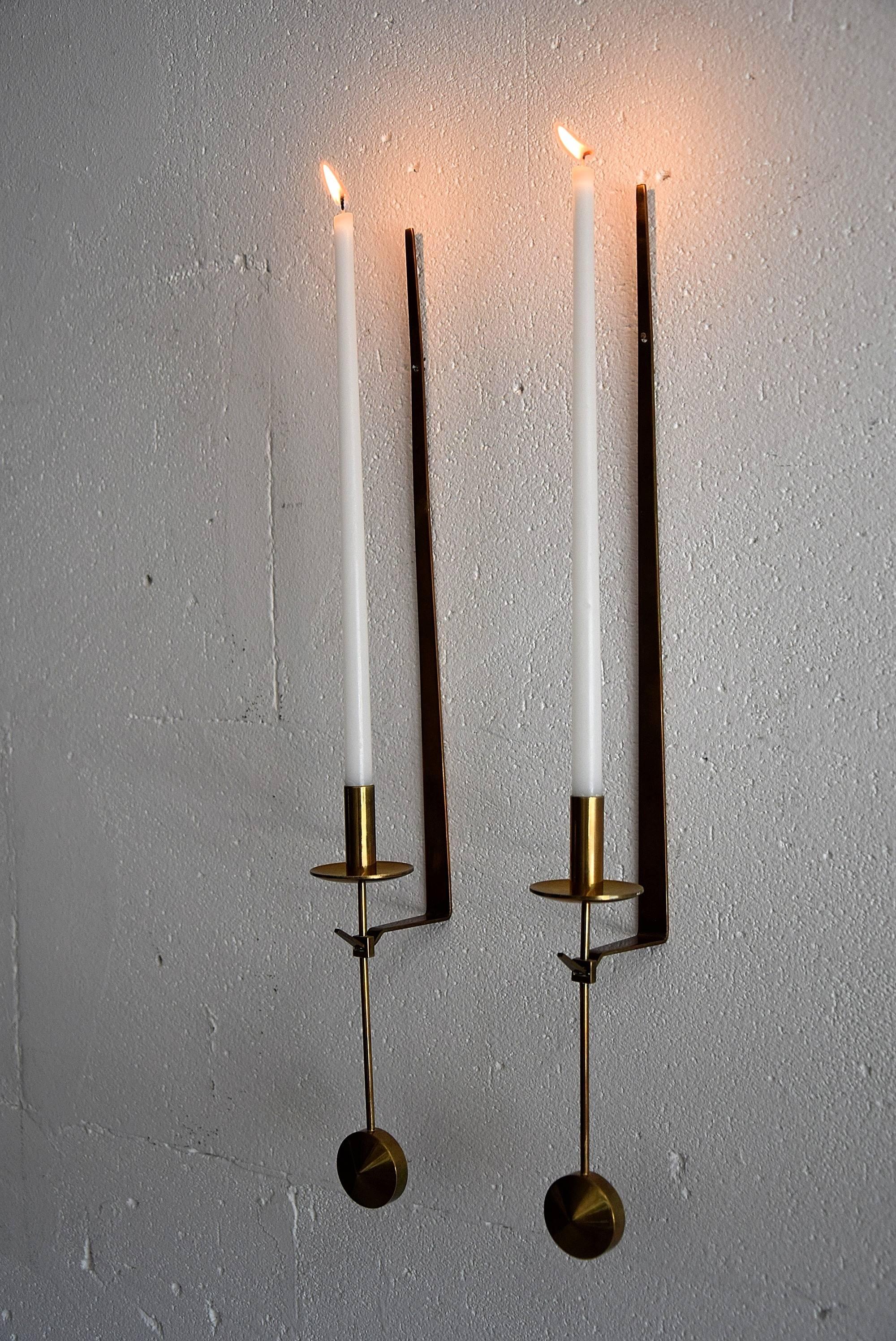 Mid-Century Modern Pair of Candle Sconces by Pierre Forssell for Skultuna
