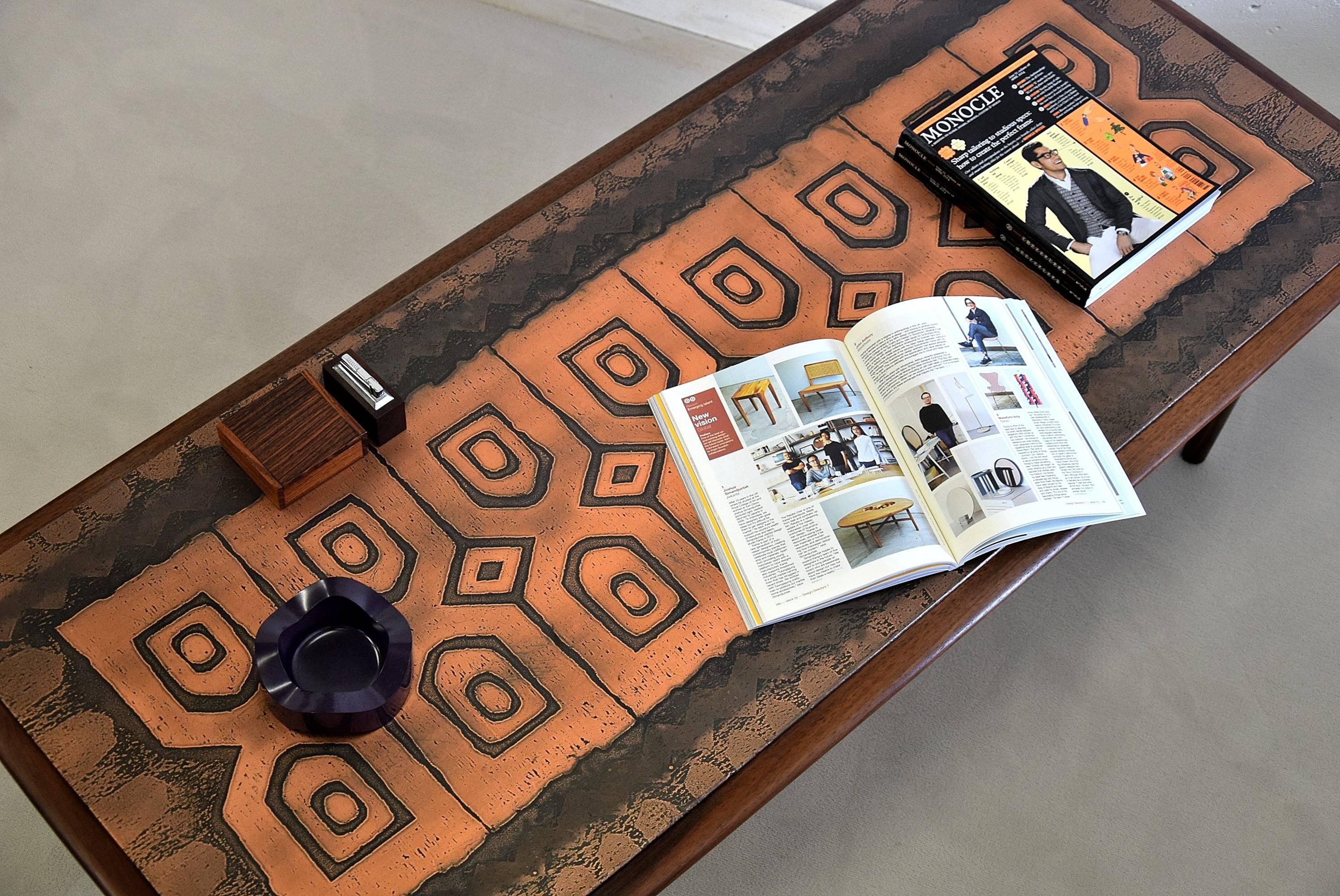 Mid-Century Modern Jatoba and Brass Coffee Table For Sale 4