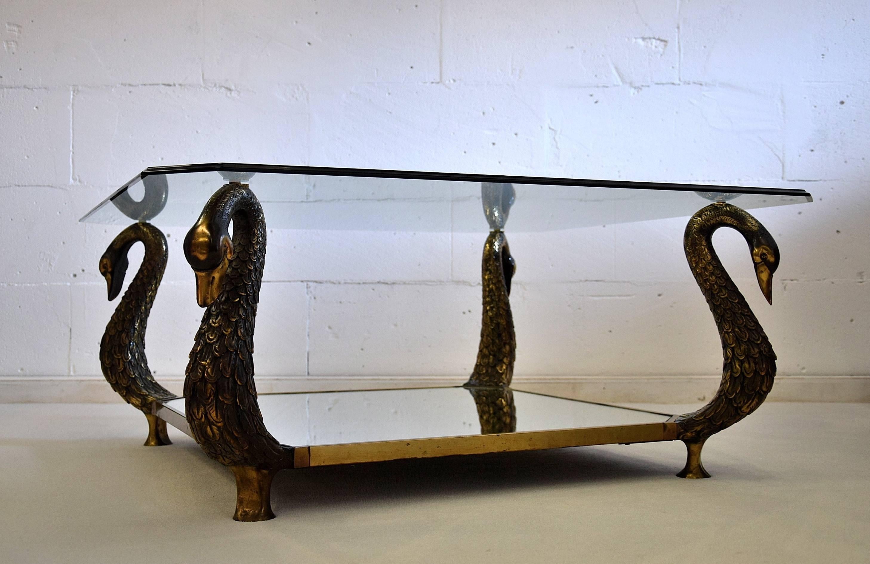 Late 20th Century Hollywood Regency Brass Coffee Table For Sale