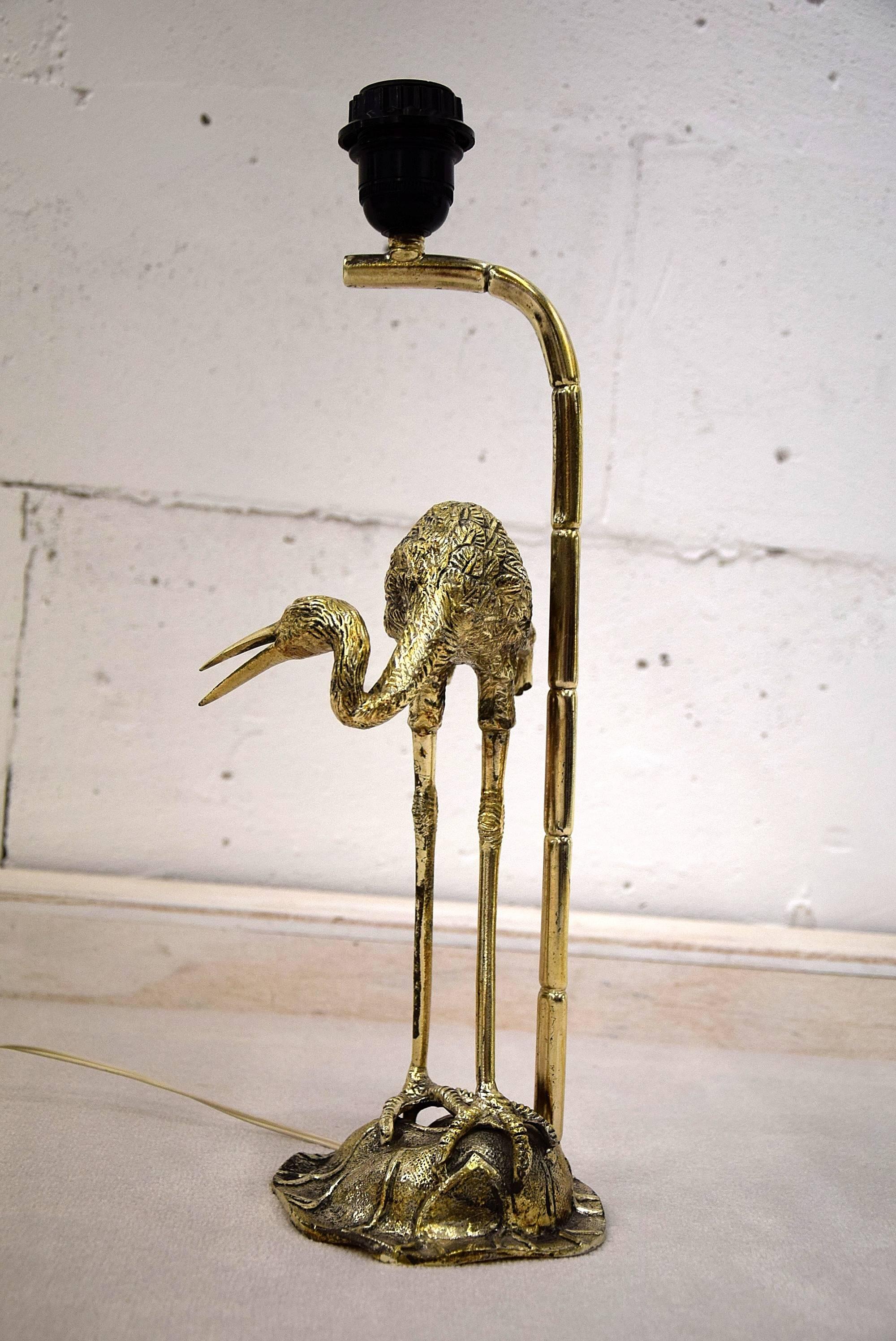 Hollywood Regency Silver Plated Heron Table Lamp by Maison Bagues 1