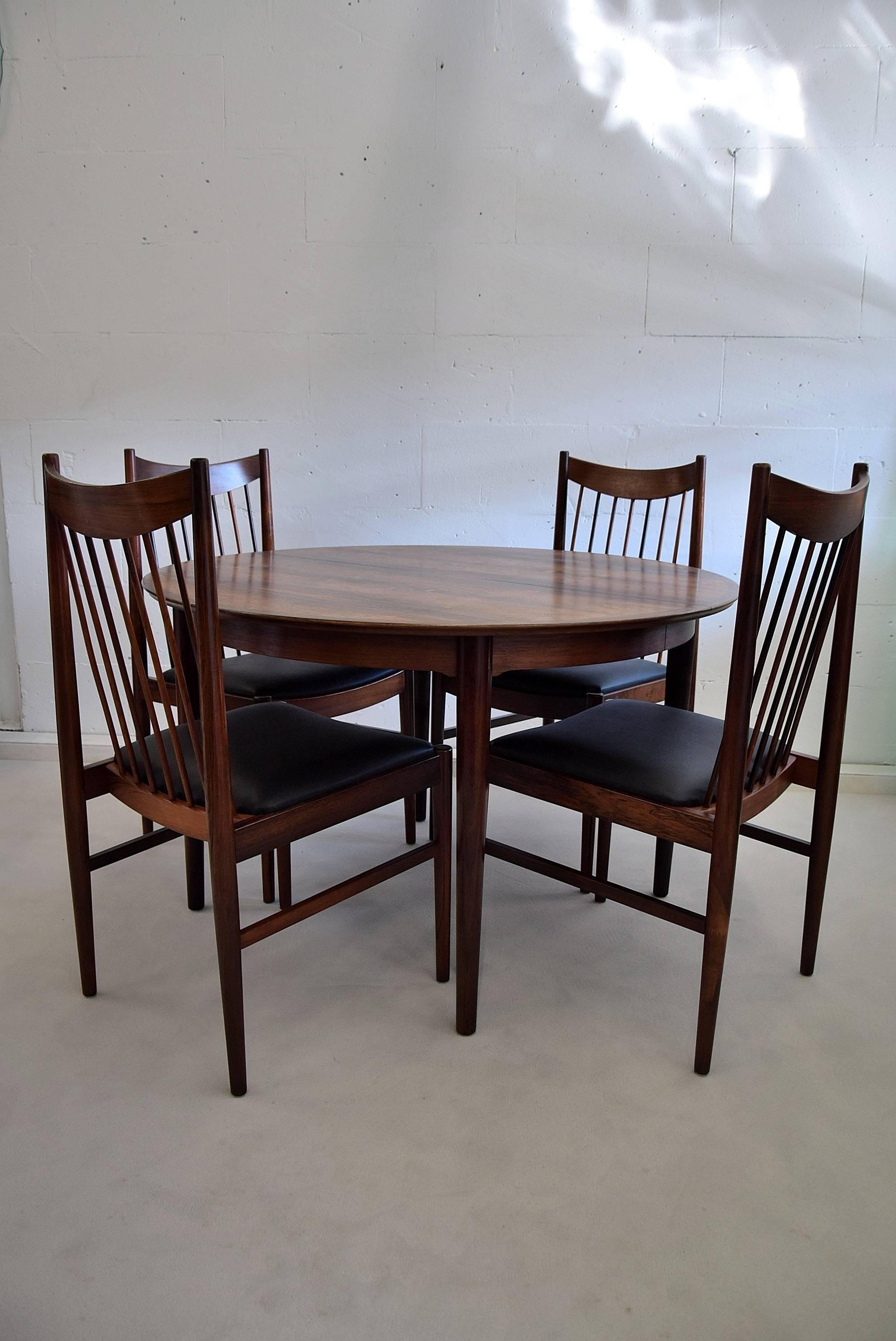 Arne Vodder Mid Century Modern Jatoba Dining Room Set In Good Condition For Sale In Weesp, NL