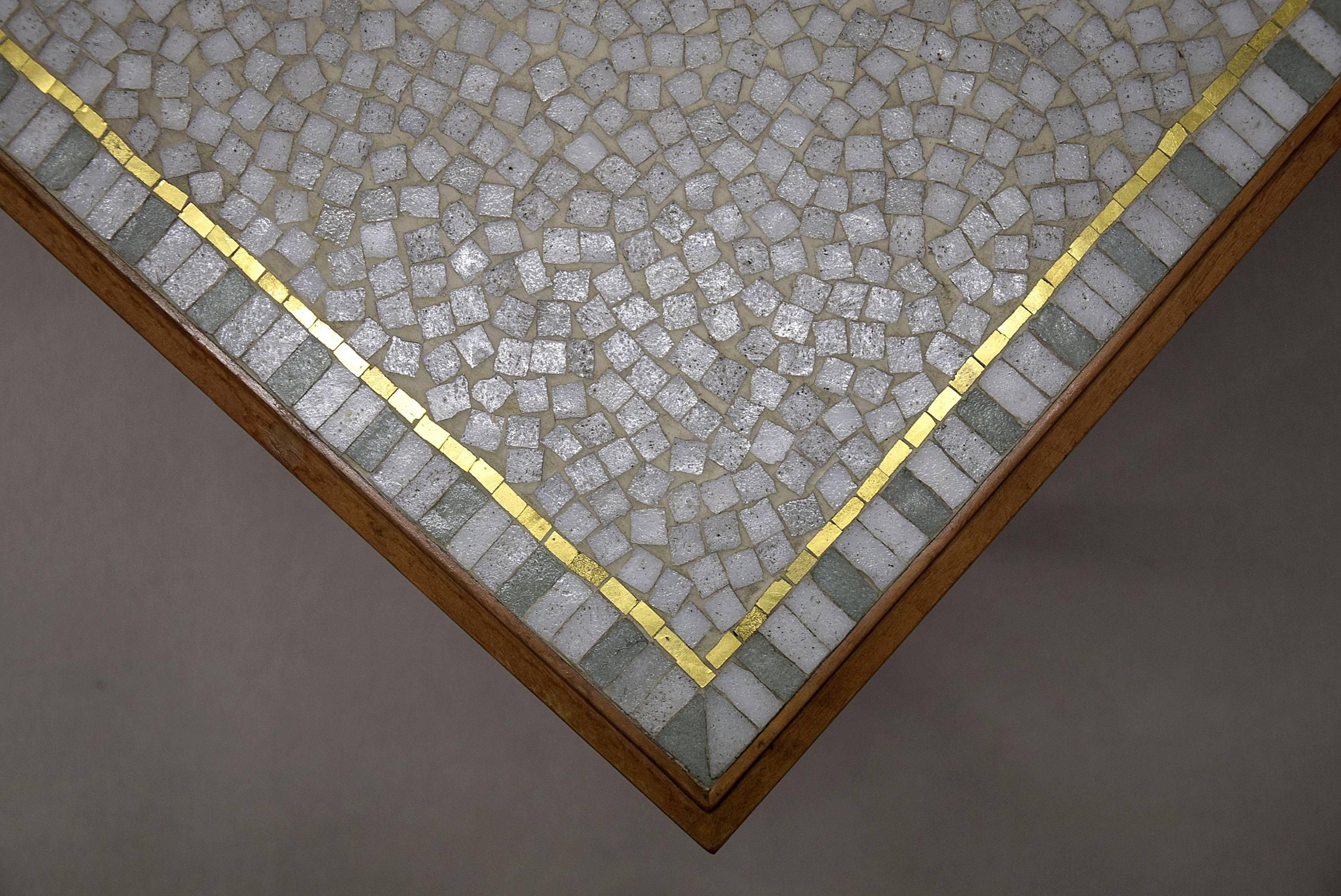Mid-20th Century Mid Century Modern Mosaic Marble and Gold-Plated Coffee Table