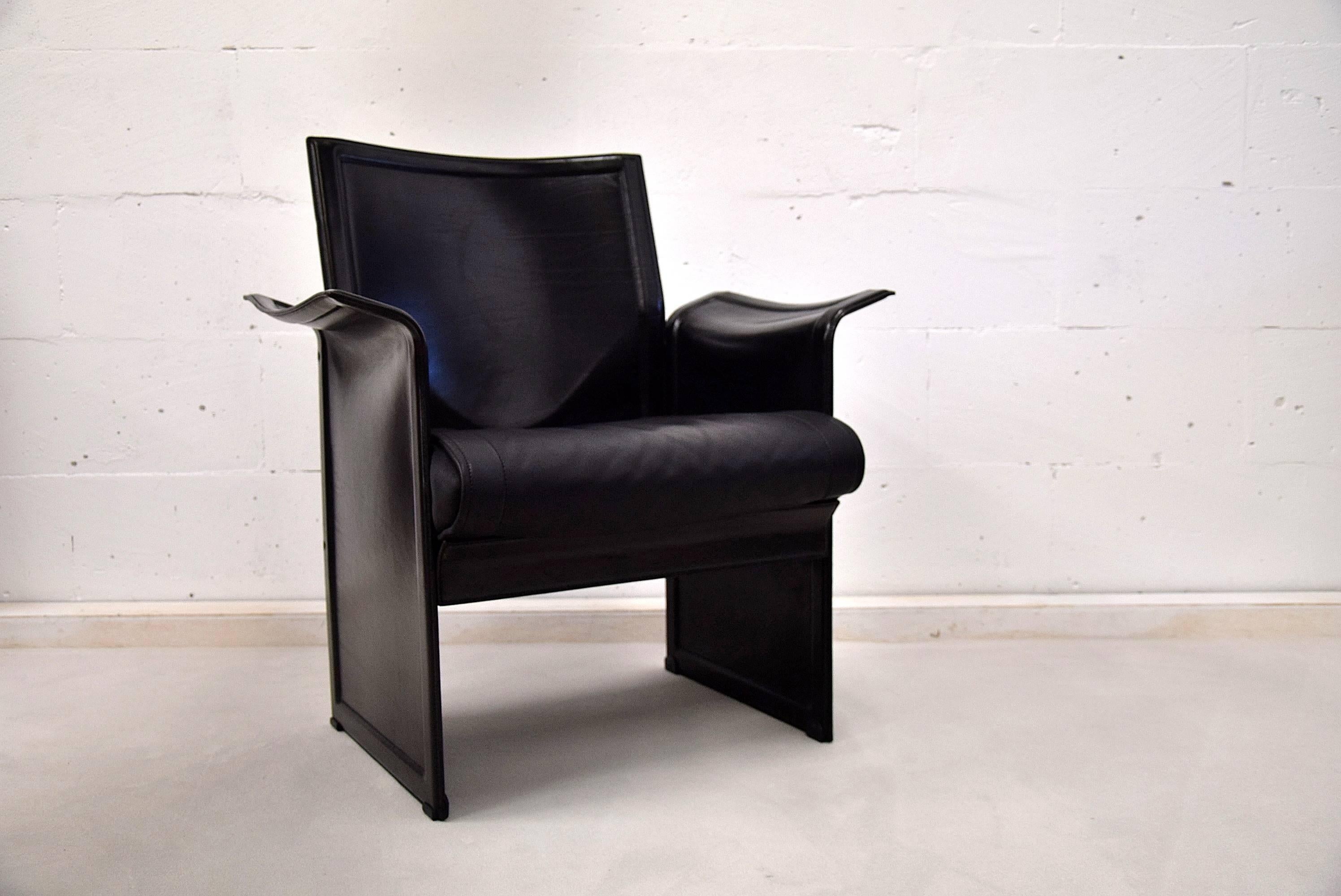Mid-Century Modern Tito Agnoli Korium Leather Armchair for Matteo Grassi For Sale